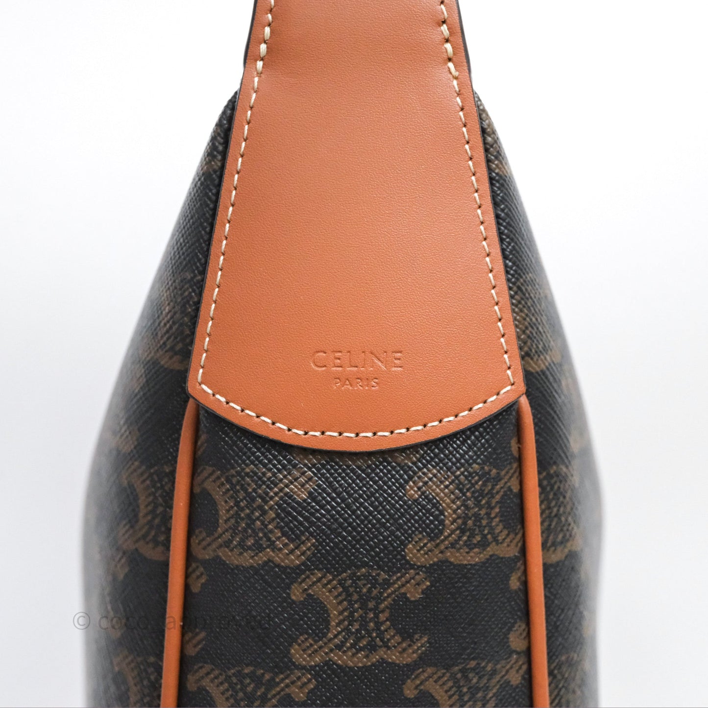 Celine Medium Heloise Bag In Triomphe Canvas Calfskin Tan