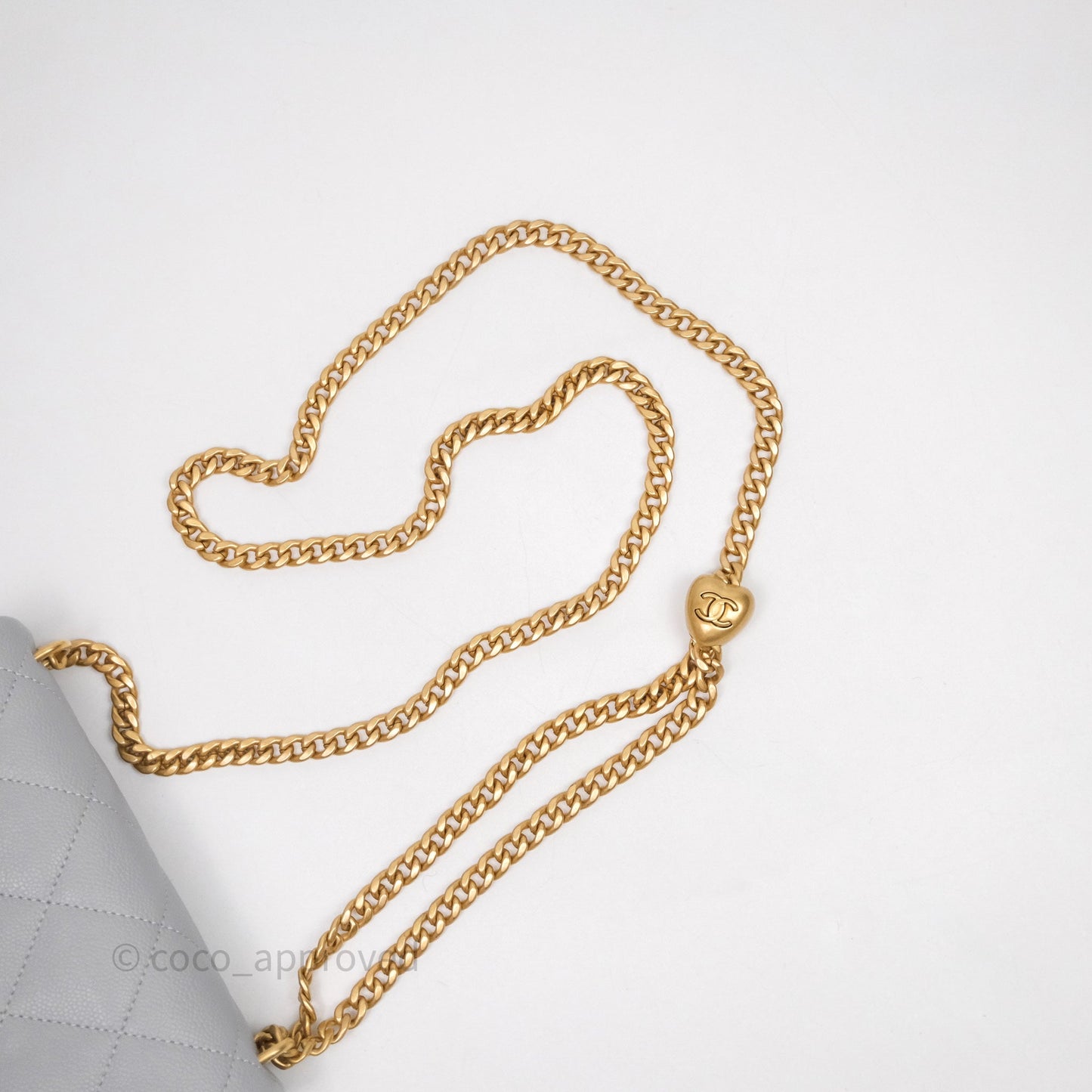 Chanel Mini Flap Bag Heart Adjustable Chain Grey Caviar Aged Gold Hardware