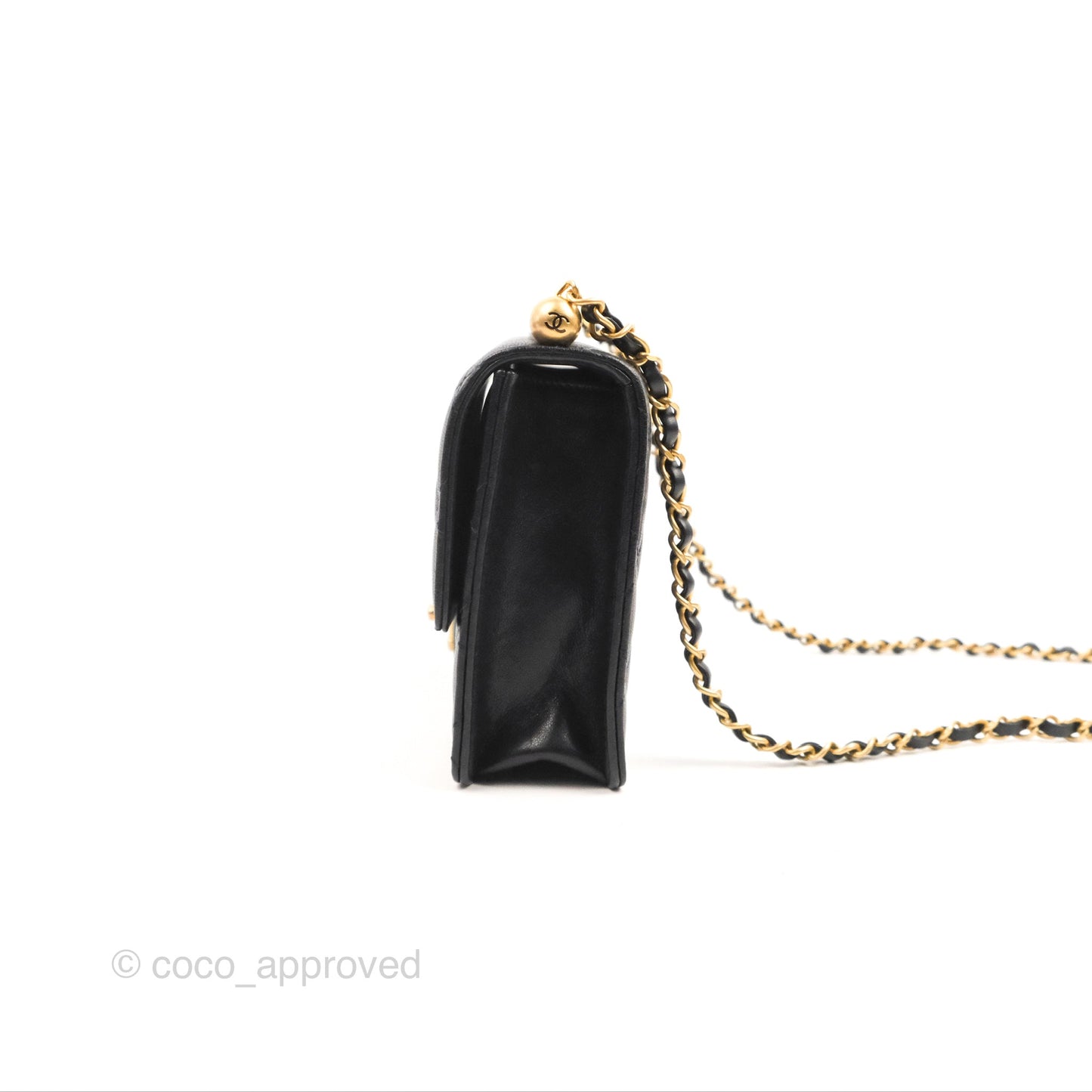 Chanel Small Quilted Chic Pearls Flap Black Goatskin Aged Gold Hardware