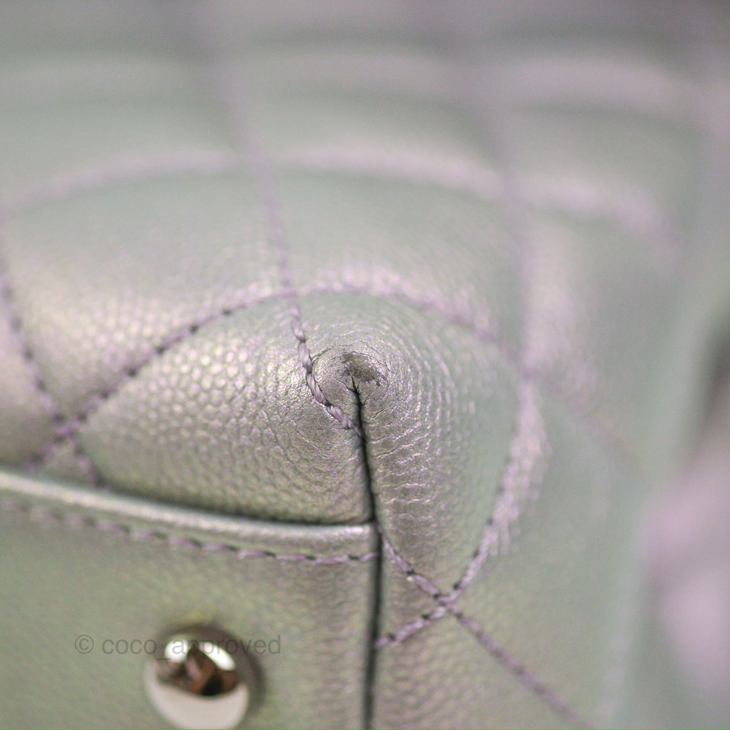 Chanel Small Coco Handle Quilted Iridescent Lilac Caviar Rainbow Hardware