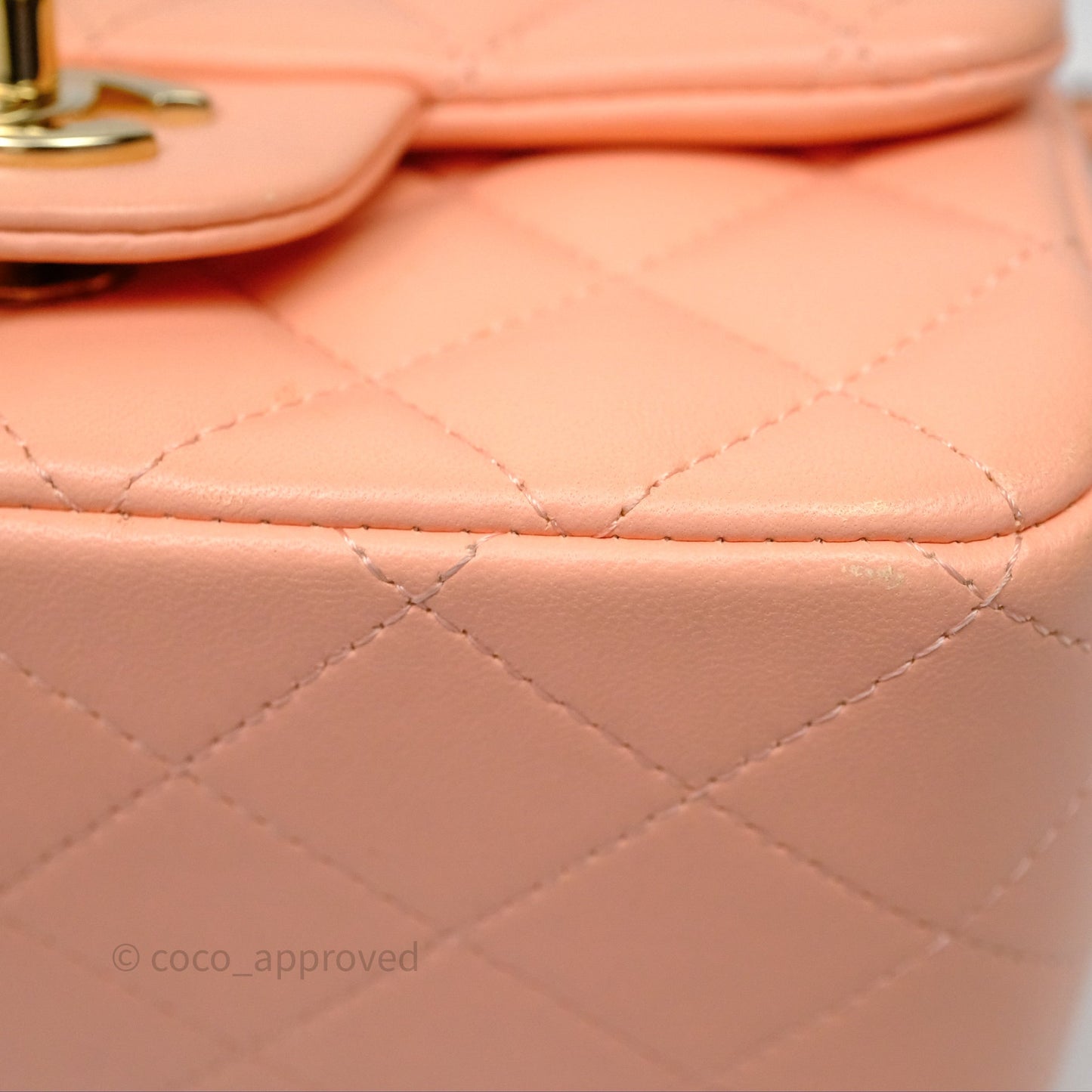 Chanel Mini Square Quilted Orange Claire Lambskin Gold Hardware