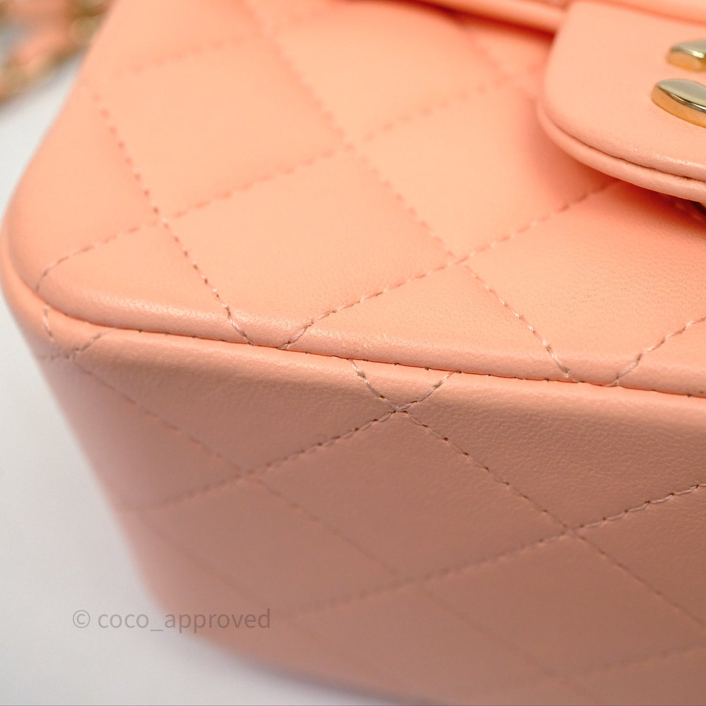 Chanel Mini Square Quilted Orange Claire Lambskin Gold Hardware