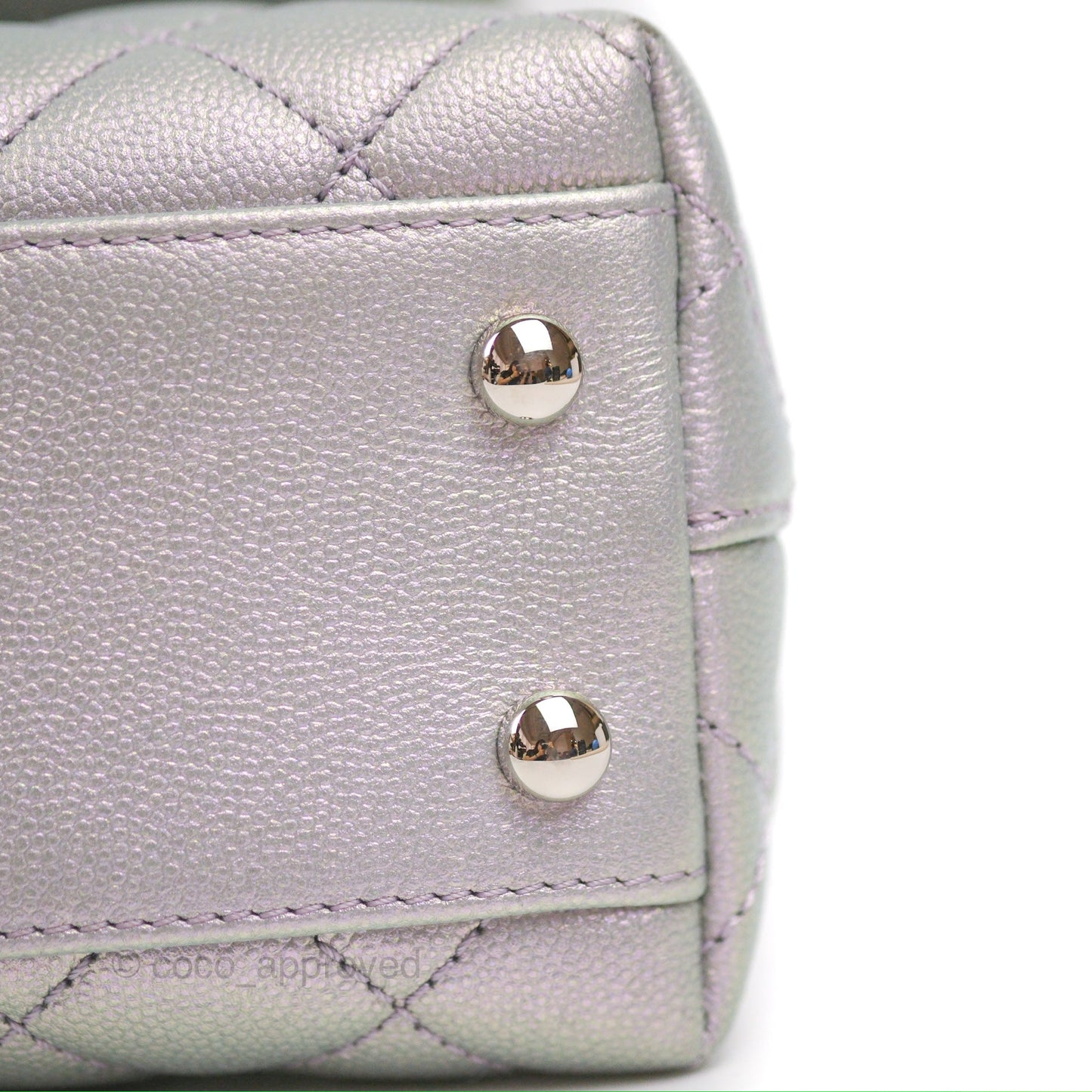 Chanel Small Coco Handle Quilted Iridescent Lilac Caviar Rainbow Hardware
