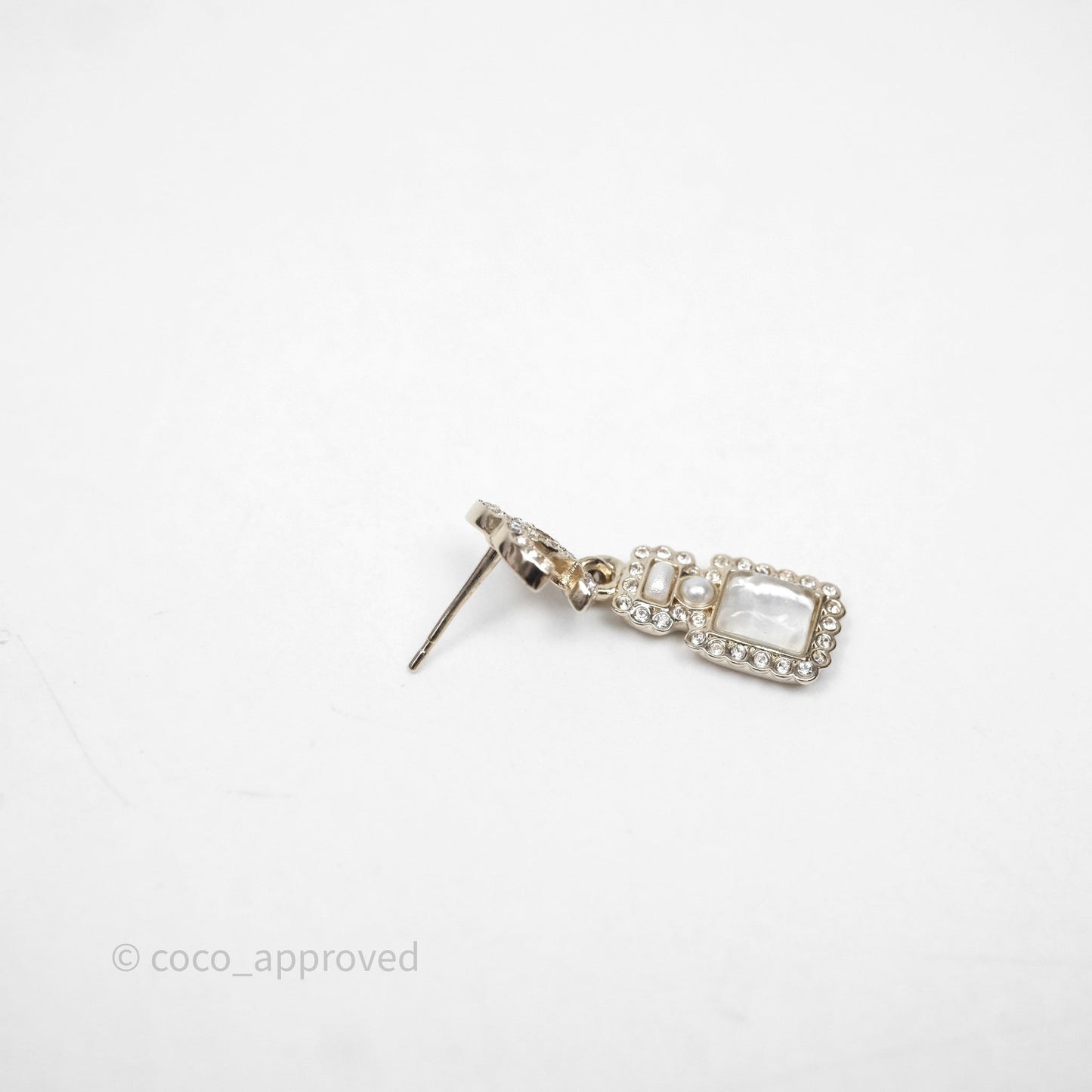 Chanel CC Crystal Perfume Bottle Earrings Gold Tone 21K