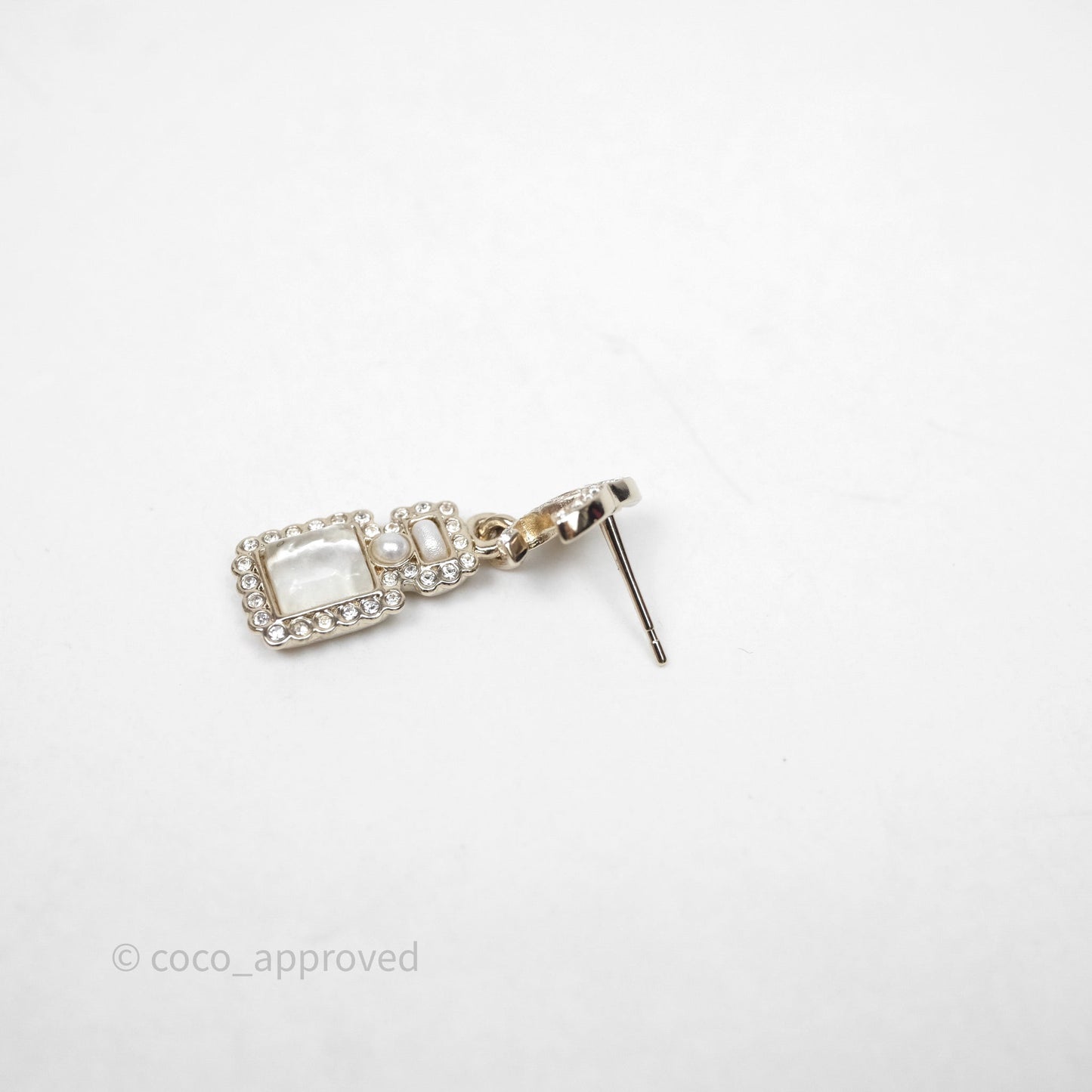 Chanel CC Crystal Perfume Bottle Earrings Gold Tone 21K