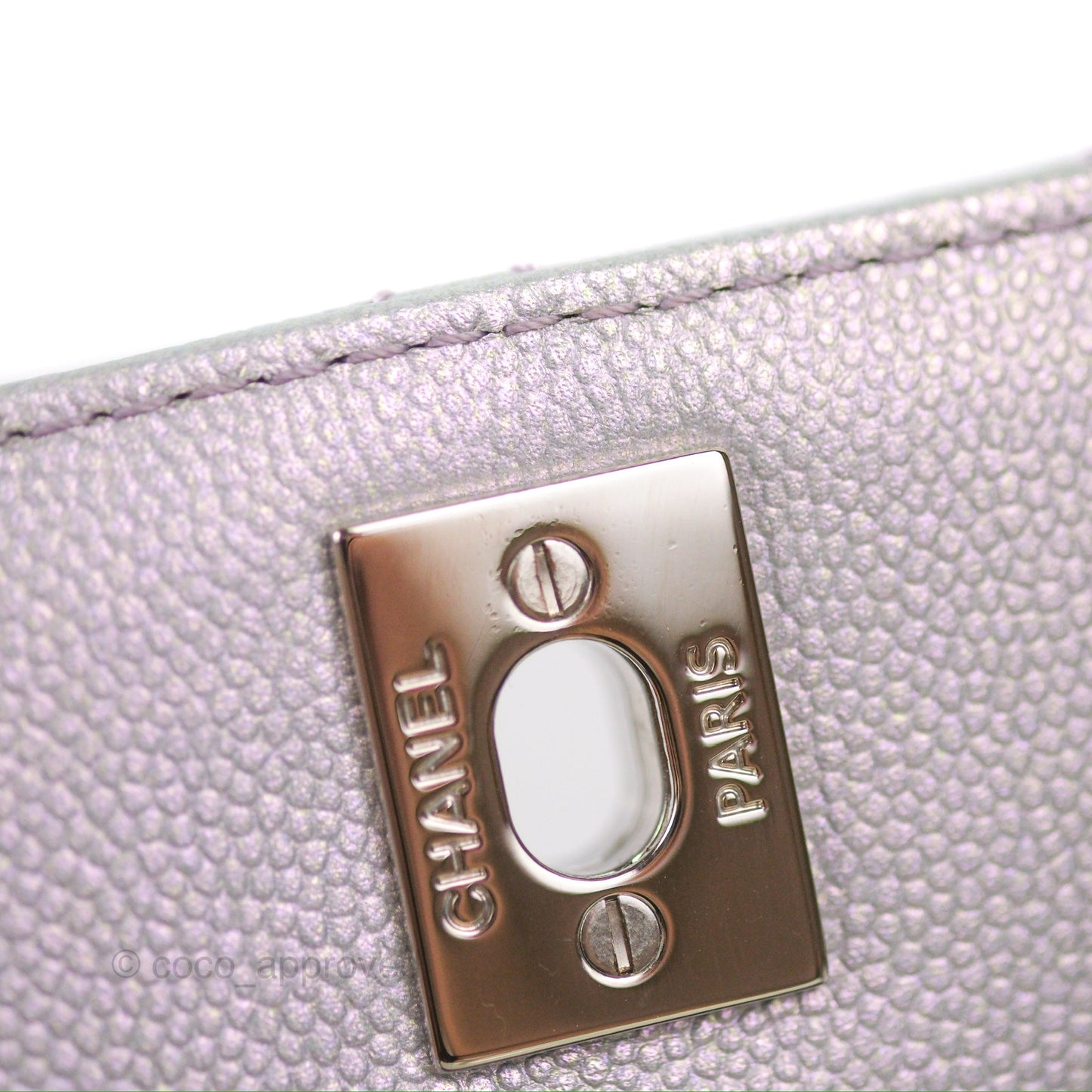 Chanel Small Coco Handle Quilted Iridescent Lilac Caviar Rainbow Hardware