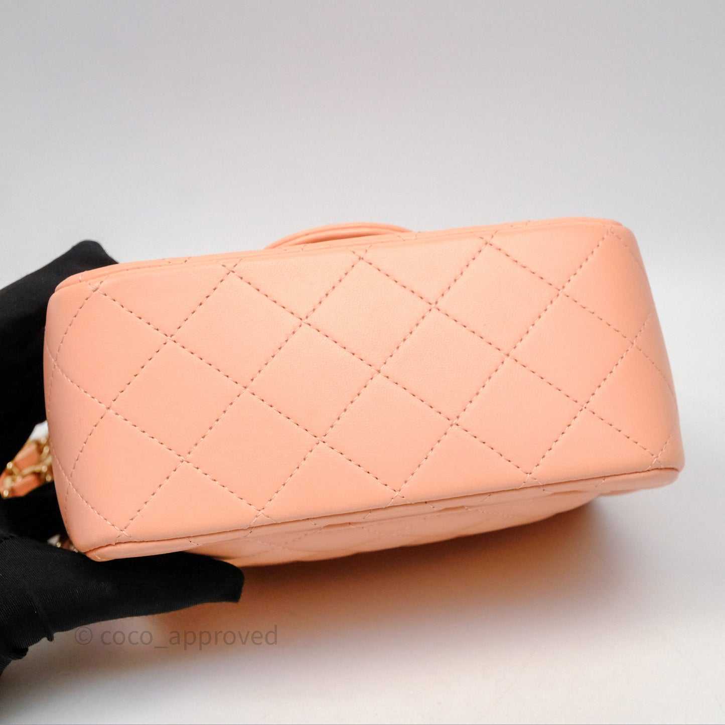 Chanel Mini Square Quilted Orange Claire Lambskin Gold Hardware