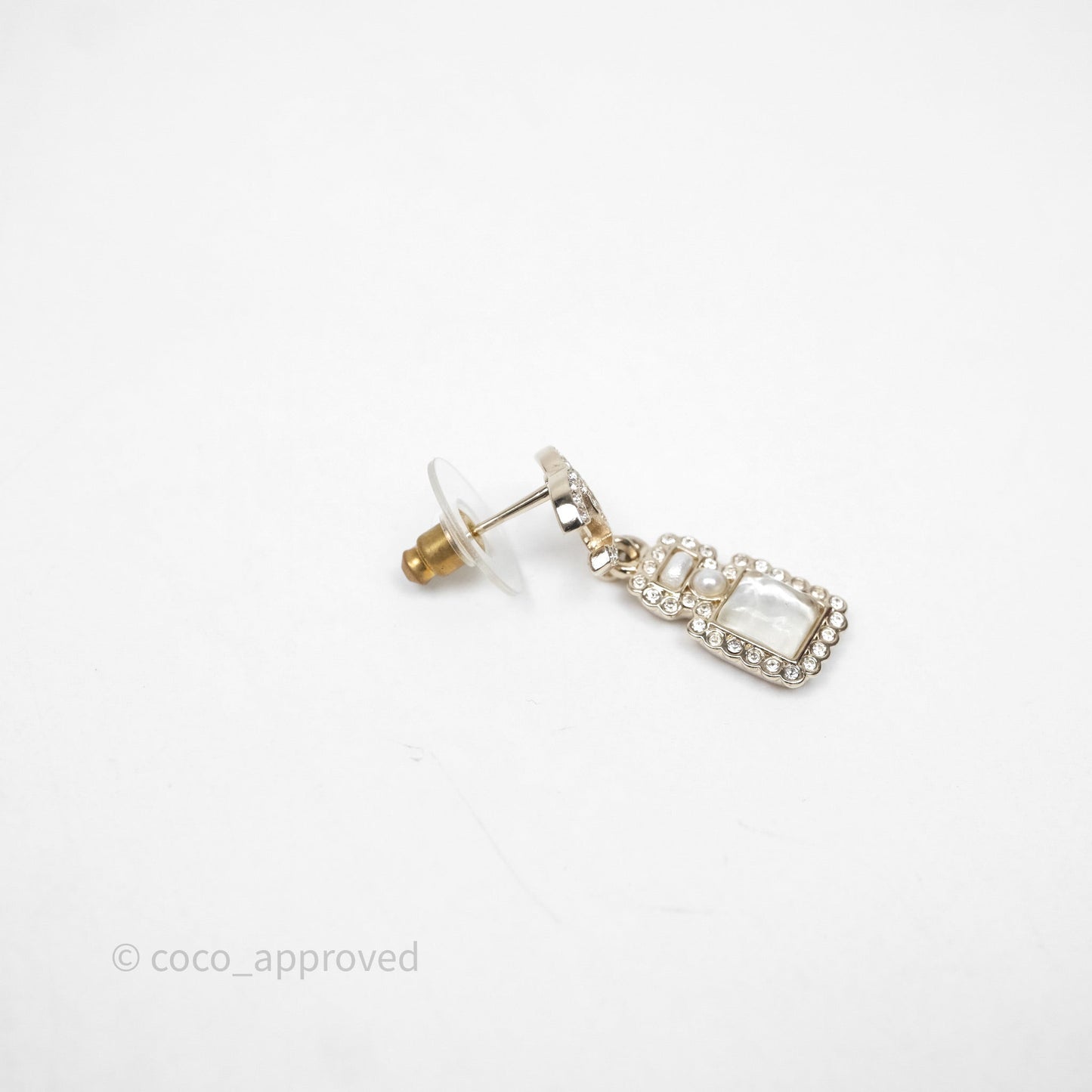 Chanel CC Crystal Perfume Bottle Earrings Gold Tone 21K