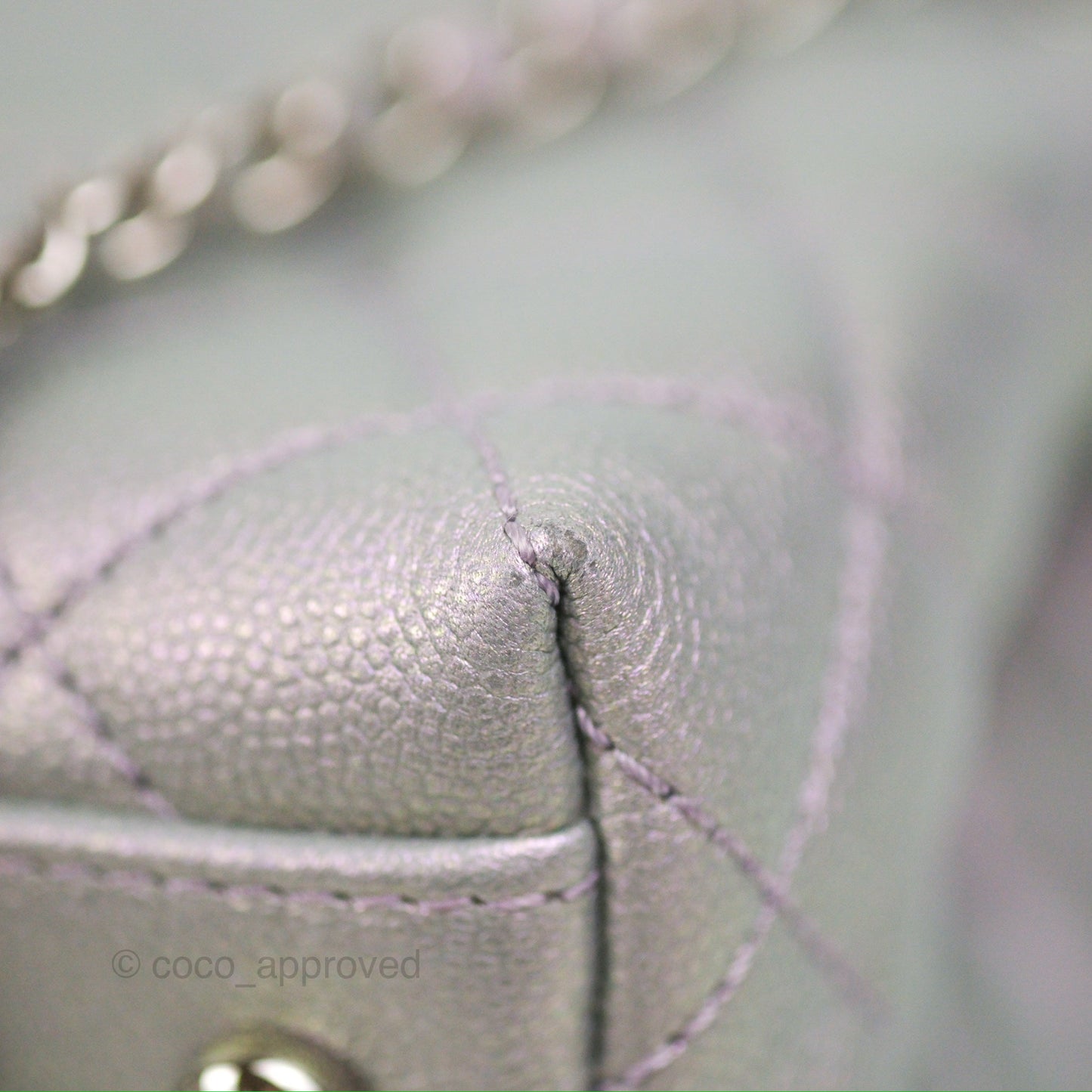 Chanel Small Coco Handle Quilted Iridescent Lilac Caviar Rainbow Hardware