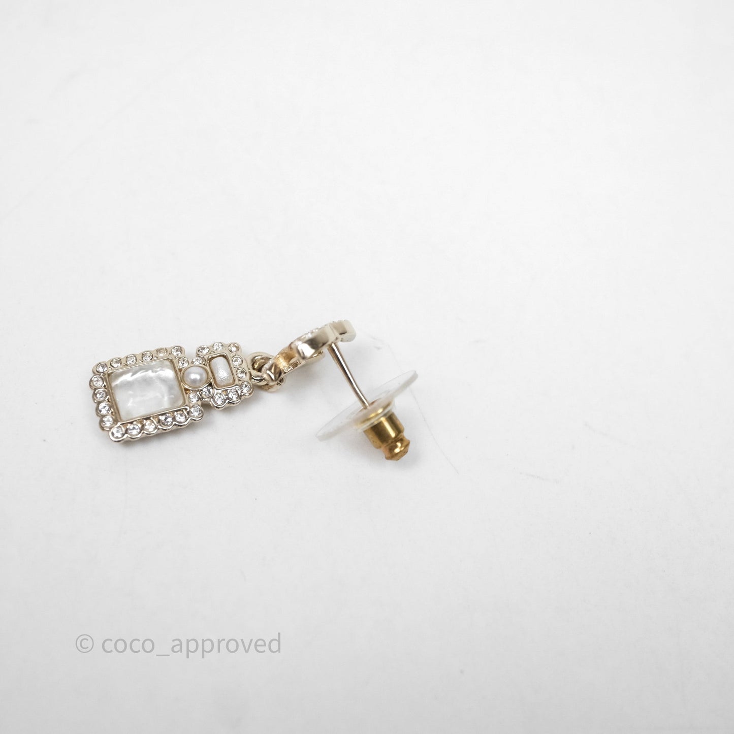 Chanel CC Crystal Perfume Bottle Earrings Gold Tone 21K