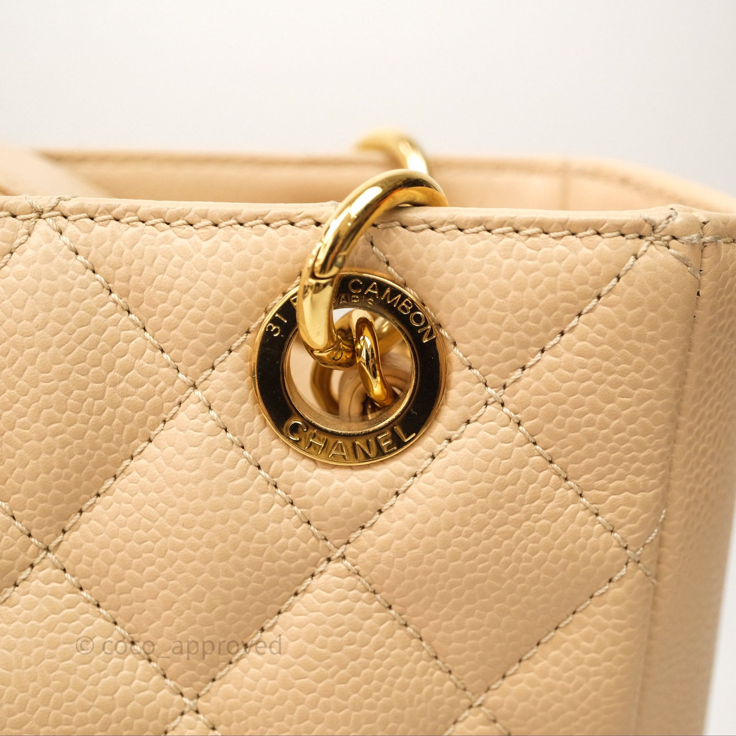 Chanel Vertical GST Beige Caviar Gold Hardware