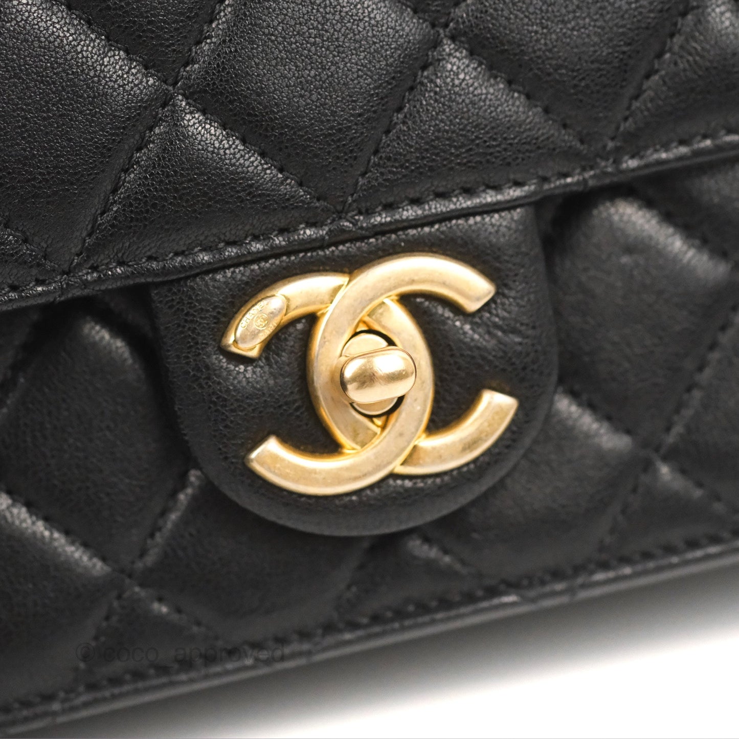 Chanel Small Quilted Chic Pearls Flap Black Goatskin Aged Gold Hardware