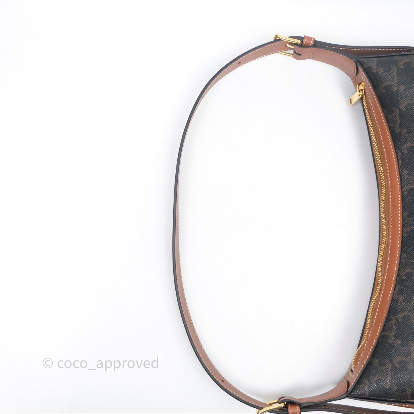 Celine Medium Heloise Bag In Triomphe Canvas Calfskin Tan