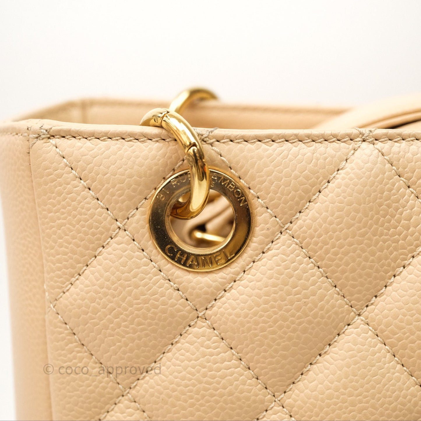 Chanel Vertical GST Beige Caviar Gold Hardware