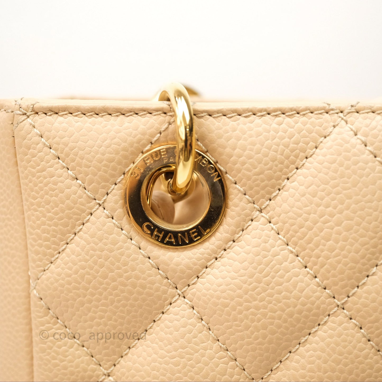 Chanel Vertical GST Beige Caviar Gold Hardware