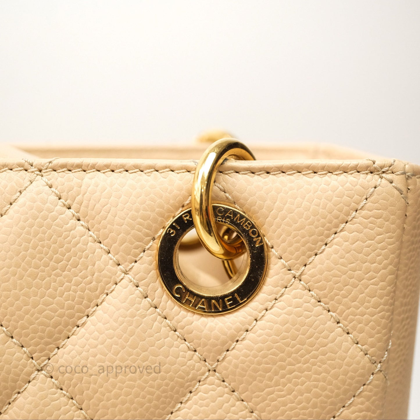 Chanel Vertical GST Beige Caviar Gold Hardware