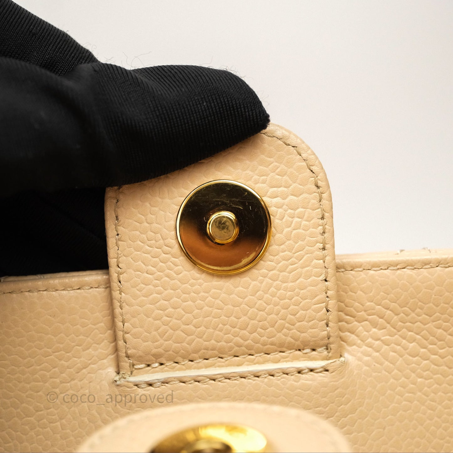 Chanel Vertical GST Beige Caviar Gold Hardware