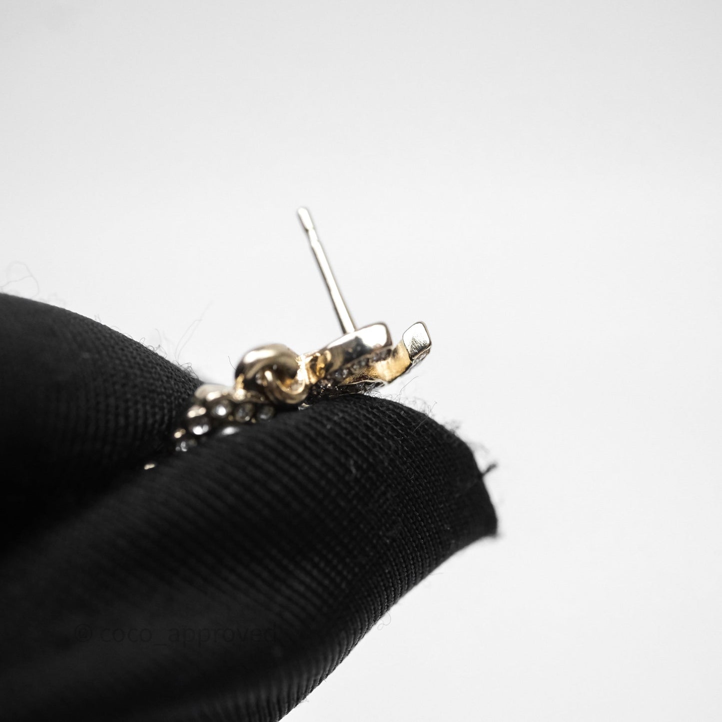 Chanel CC Crystal Perfume Bottle Earrings Gold Tone 21K