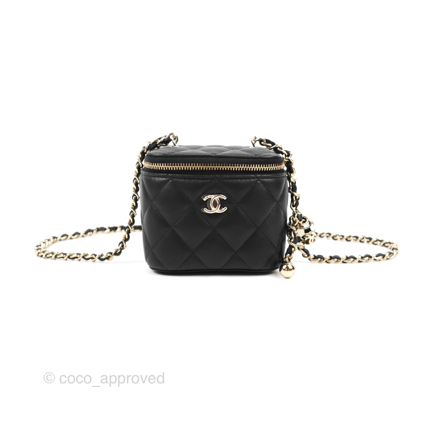 Chanel Mini Ball Crush Vanity With Chain Black Lambskin Gold Hardware