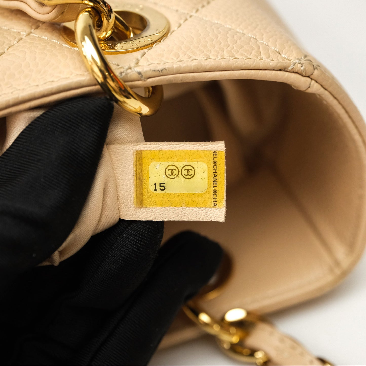 Chanel Vertical GST Beige Caviar Gold Hardware