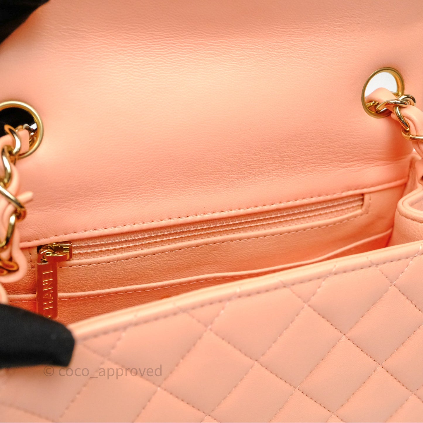 Chanel Mini Square Quilted Orange Claire Lambskin Gold Hardware