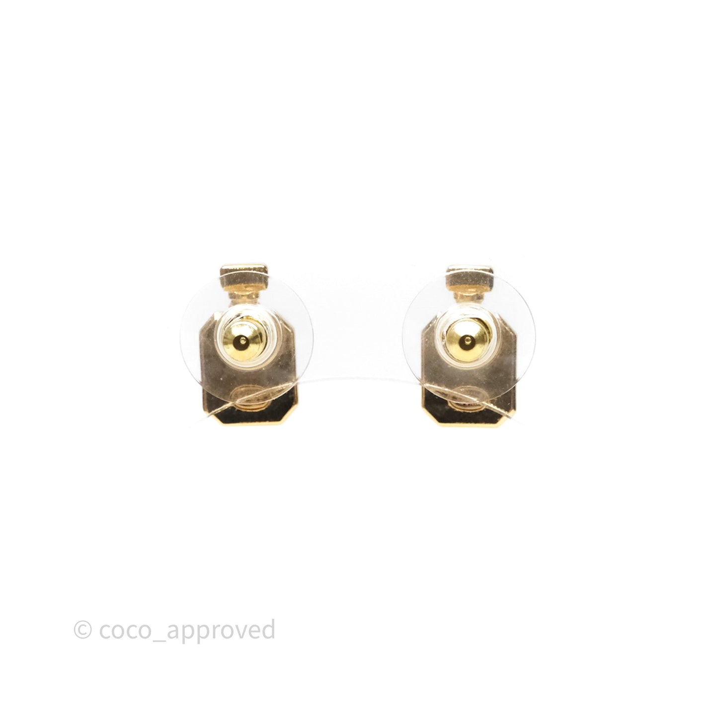 Chanel CC White Perfume Bottle Earrings Gold Tone 25C