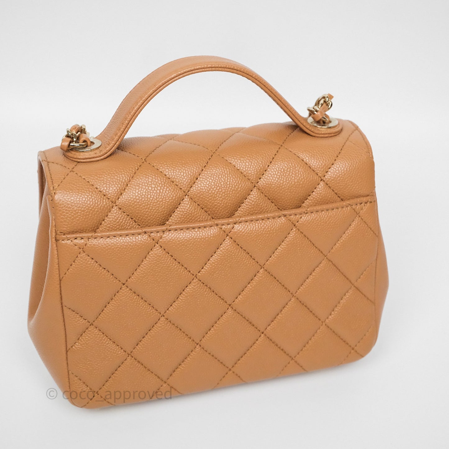 Chanel Quilted Small Business Affinity Flap Caramel Caviar Gold Hardware