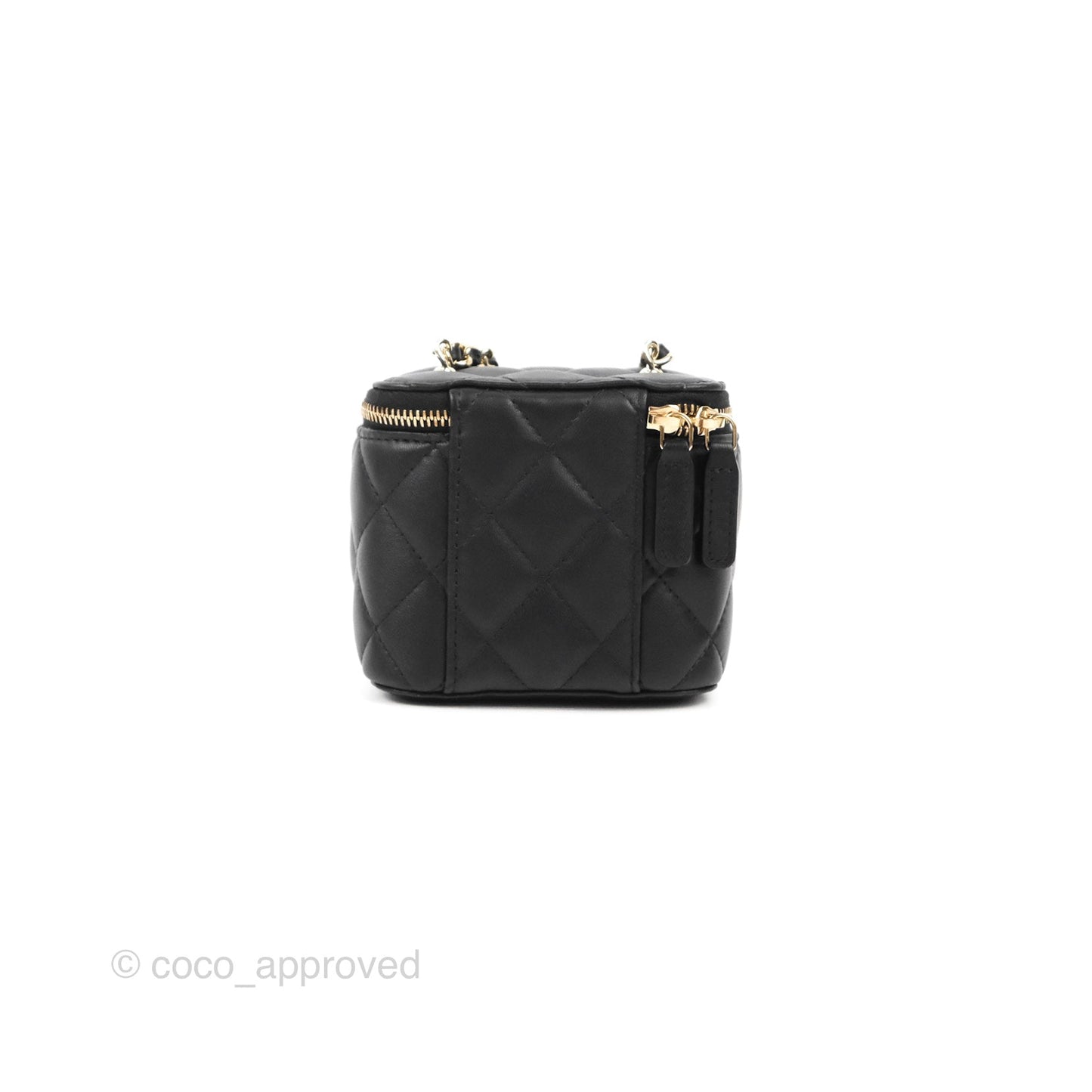 Chanel Mini Ball Crush Vanity With Chain Black Lambskin Gold Hardware