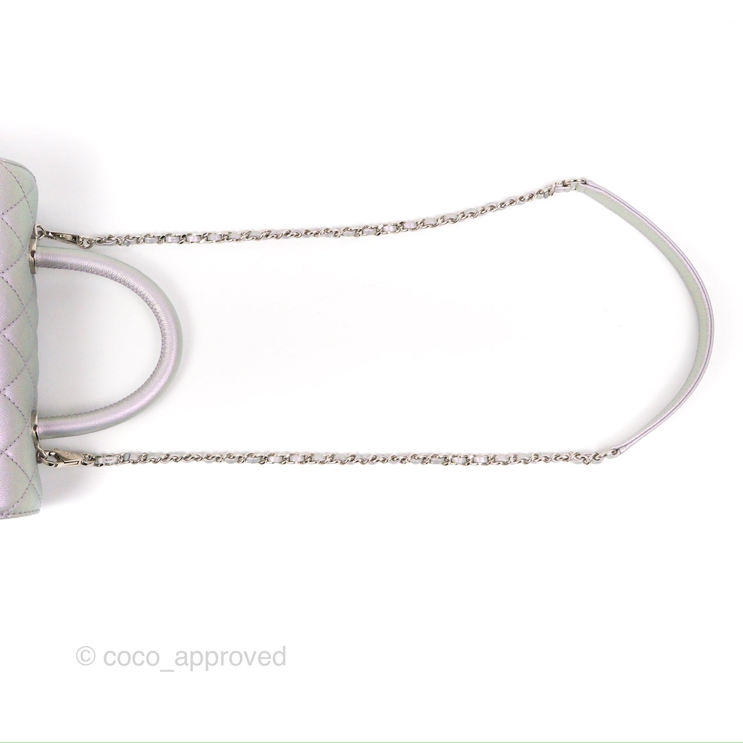 Chanel Small Coco Handle Quilted Iridescent Lilac Caviar Rainbow Hardware