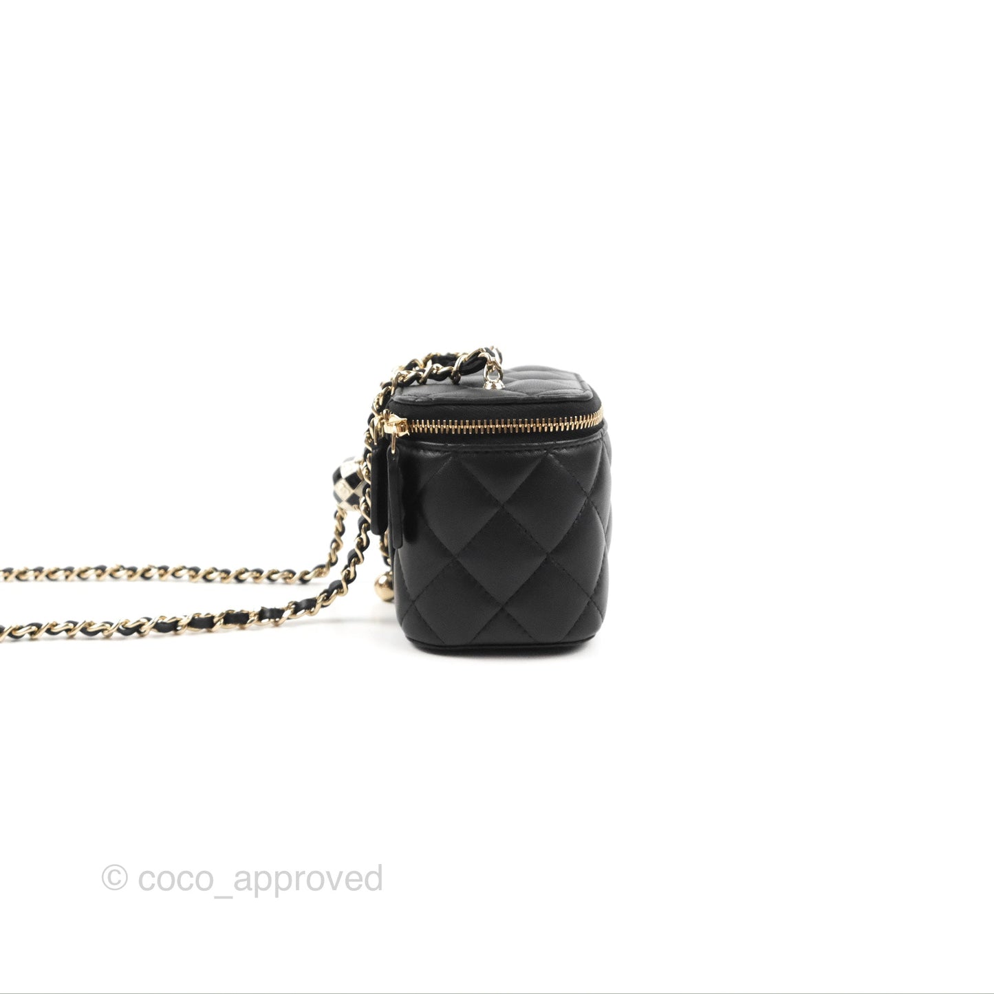 Chanel Mini Ball Crush Vanity With Chain Black Lambskin Gold Hardware