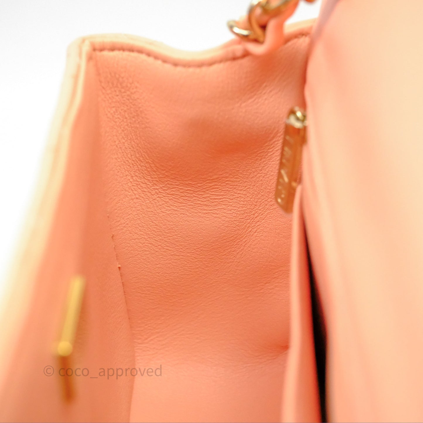 Chanel Mini Square Quilted Orange Claire Lambskin Gold Hardware