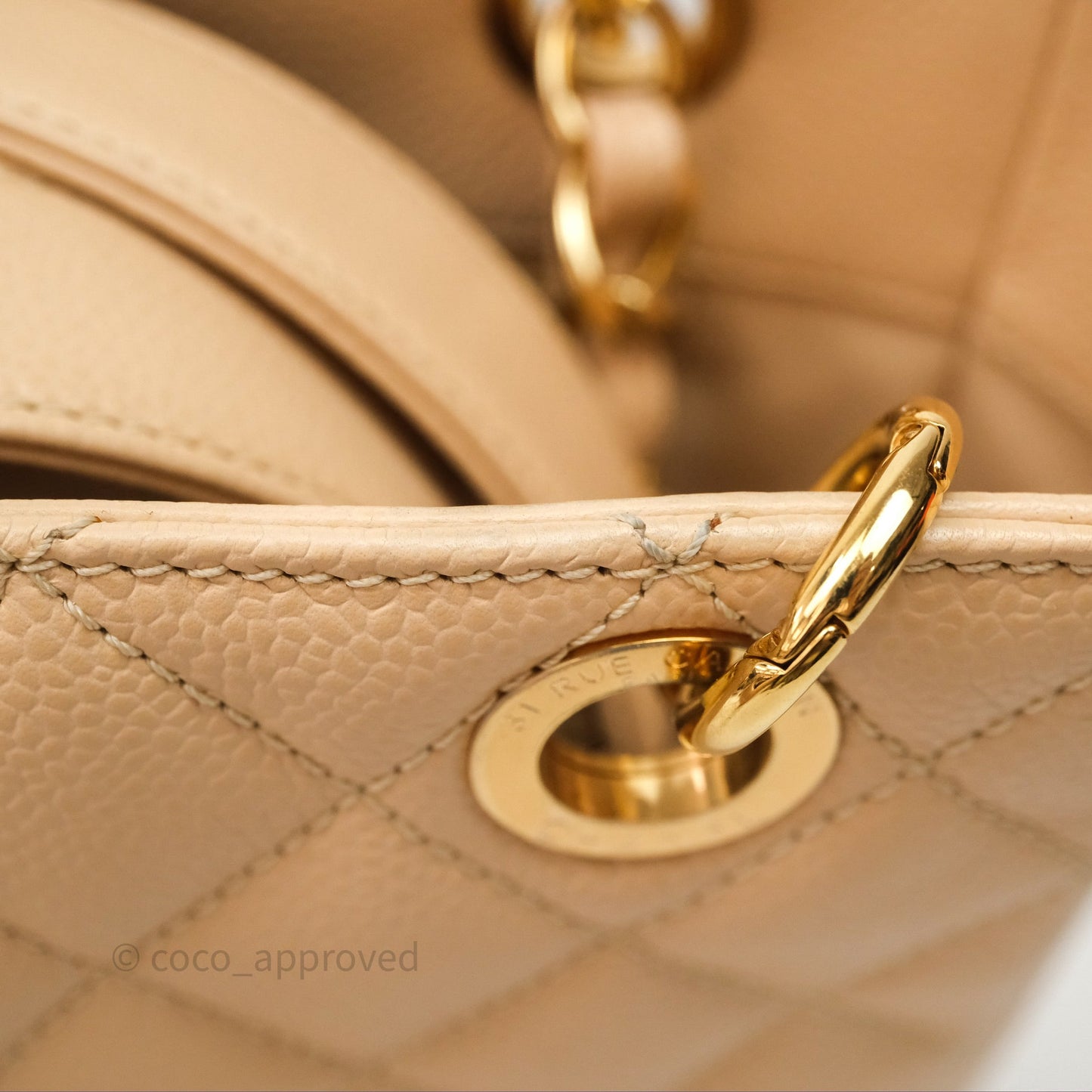 Chanel Vertical GST Beige Caviar Gold Hardware