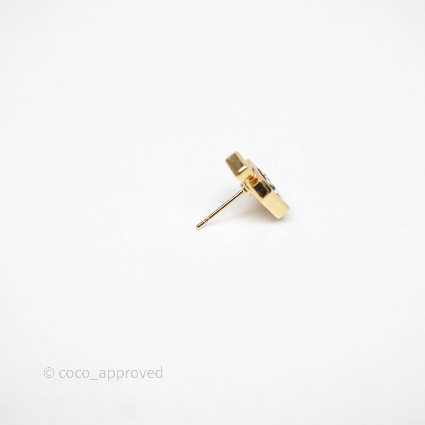 Chanel CC White Perfume Bottle Earrings Gold Tone 25C