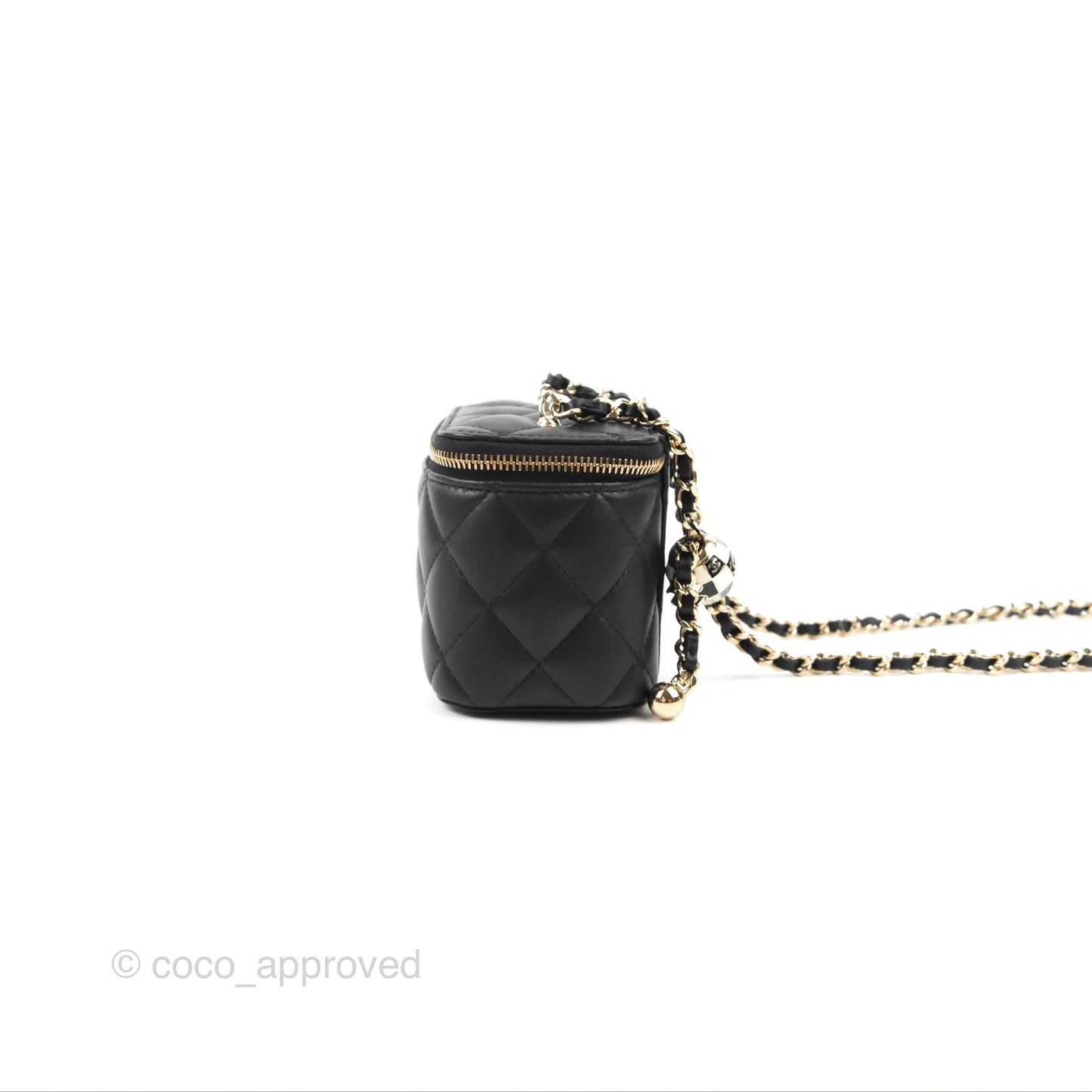 Chanel Mini Ball Crush Vanity With Chain Black Lambskin Gold Hardware