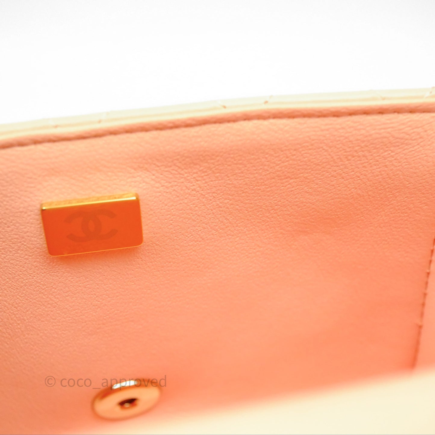 Chanel Mini Square Quilted Orange Claire Lambskin Gold Hardware