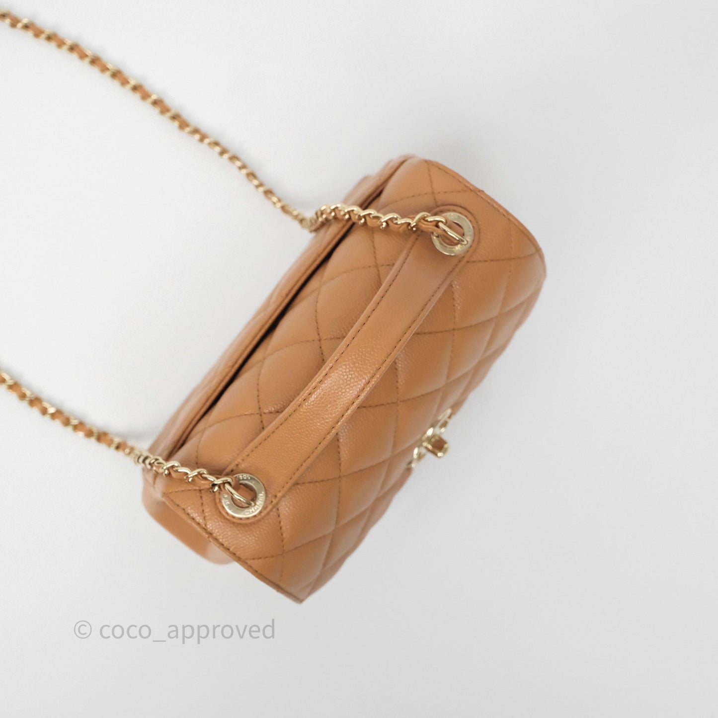 Chanel Quilted Small Business Affinity Flap Caramel Caviar Gold Hardware