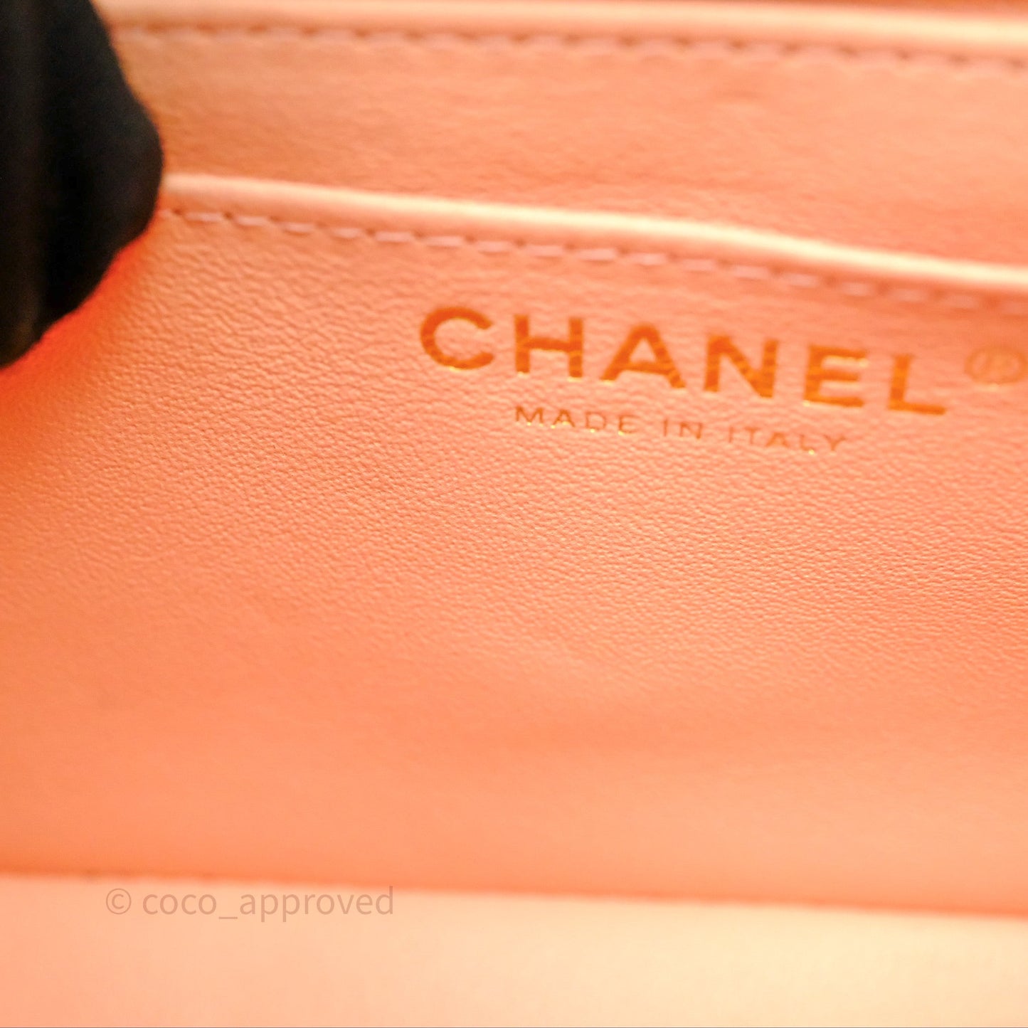 Chanel Mini Square Quilted Orange Claire Lambskin Gold Hardware