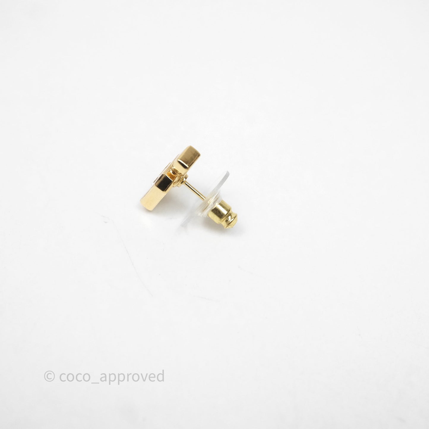 Chanel CC White Perfume Bottle Earrings Gold Tone 25C