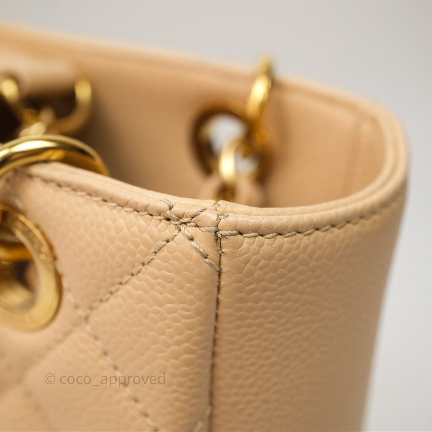 Chanel Vertical GST Beige Caviar Gold Hardware