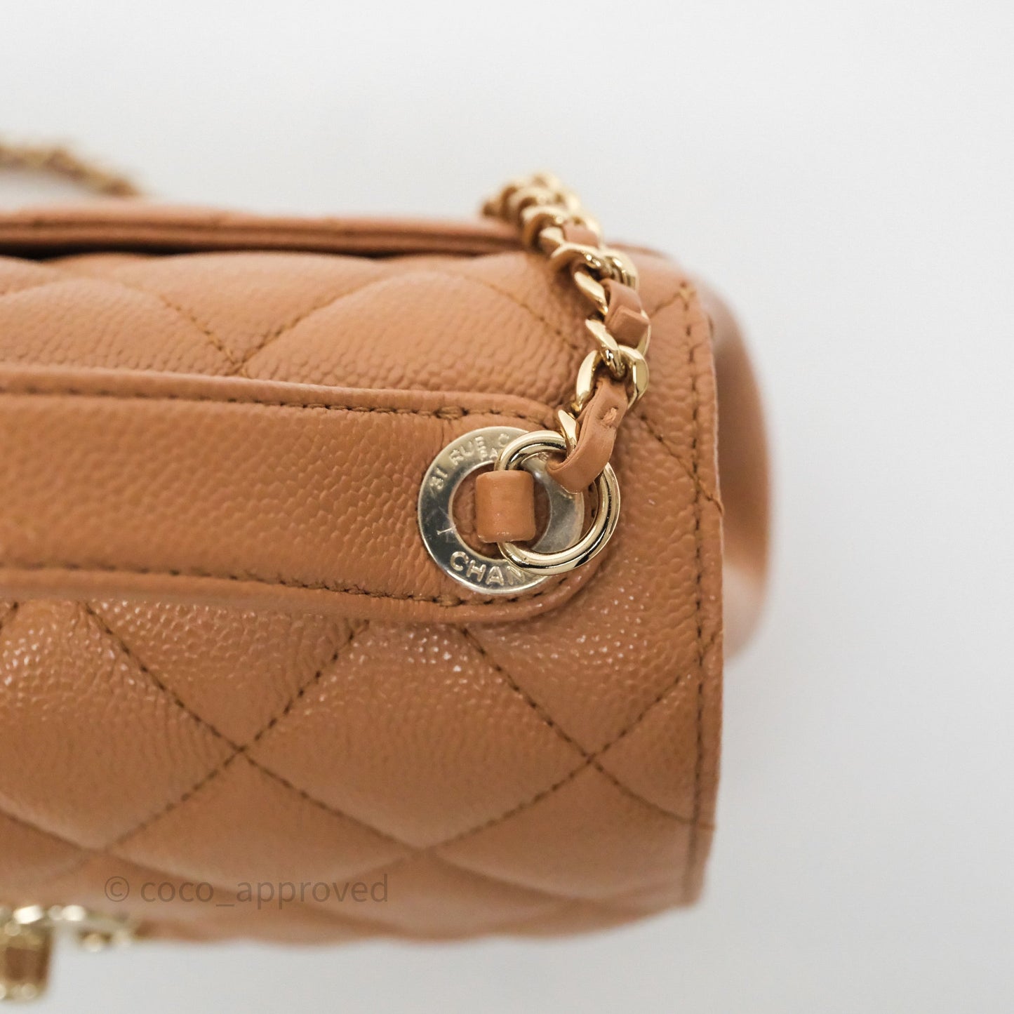 Chanel Quilted Small Business Affinity Flap Caramel Caviar Gold Hardware