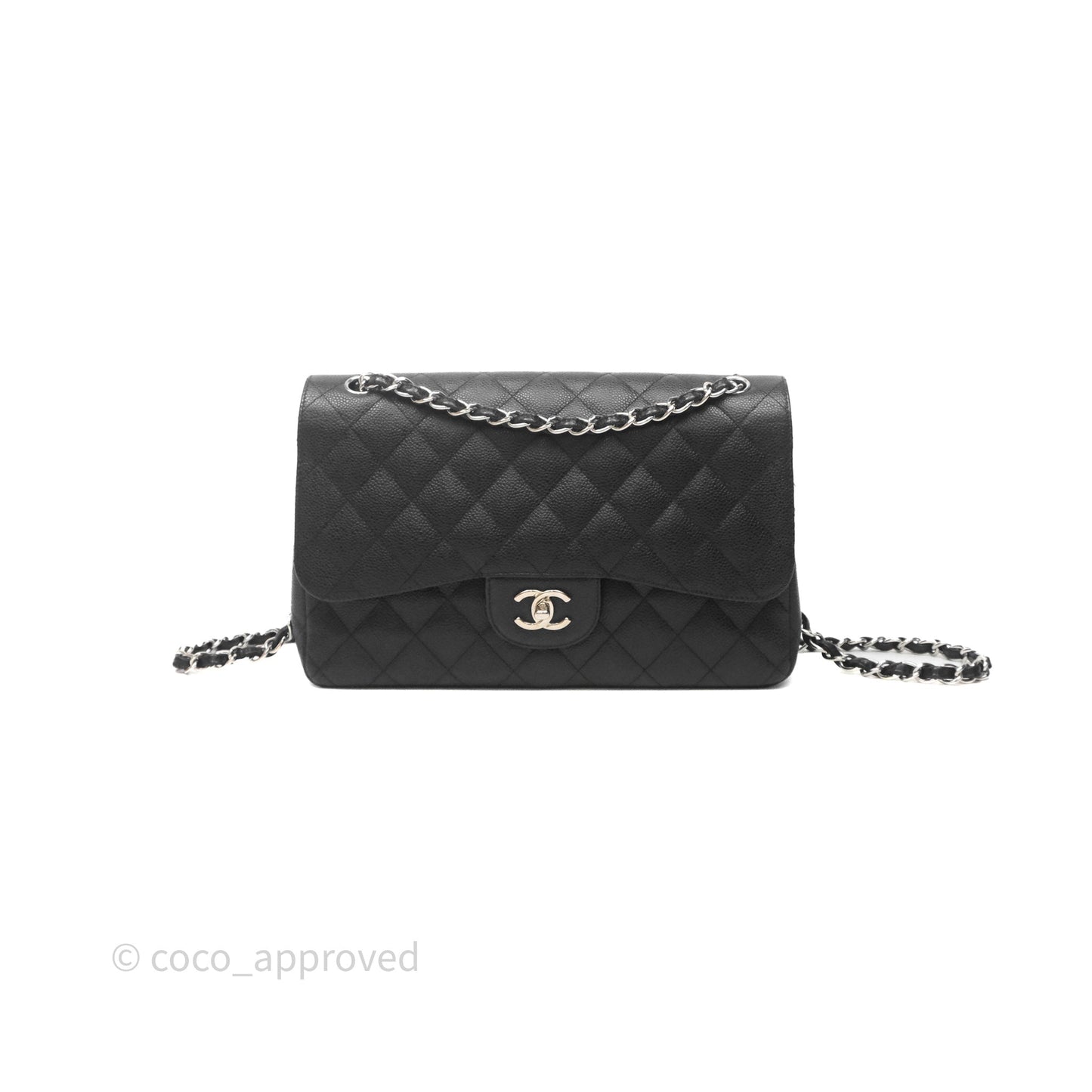 Chanel Jumbo Double Flap Black Caviar Silver Hardware⁣⁣