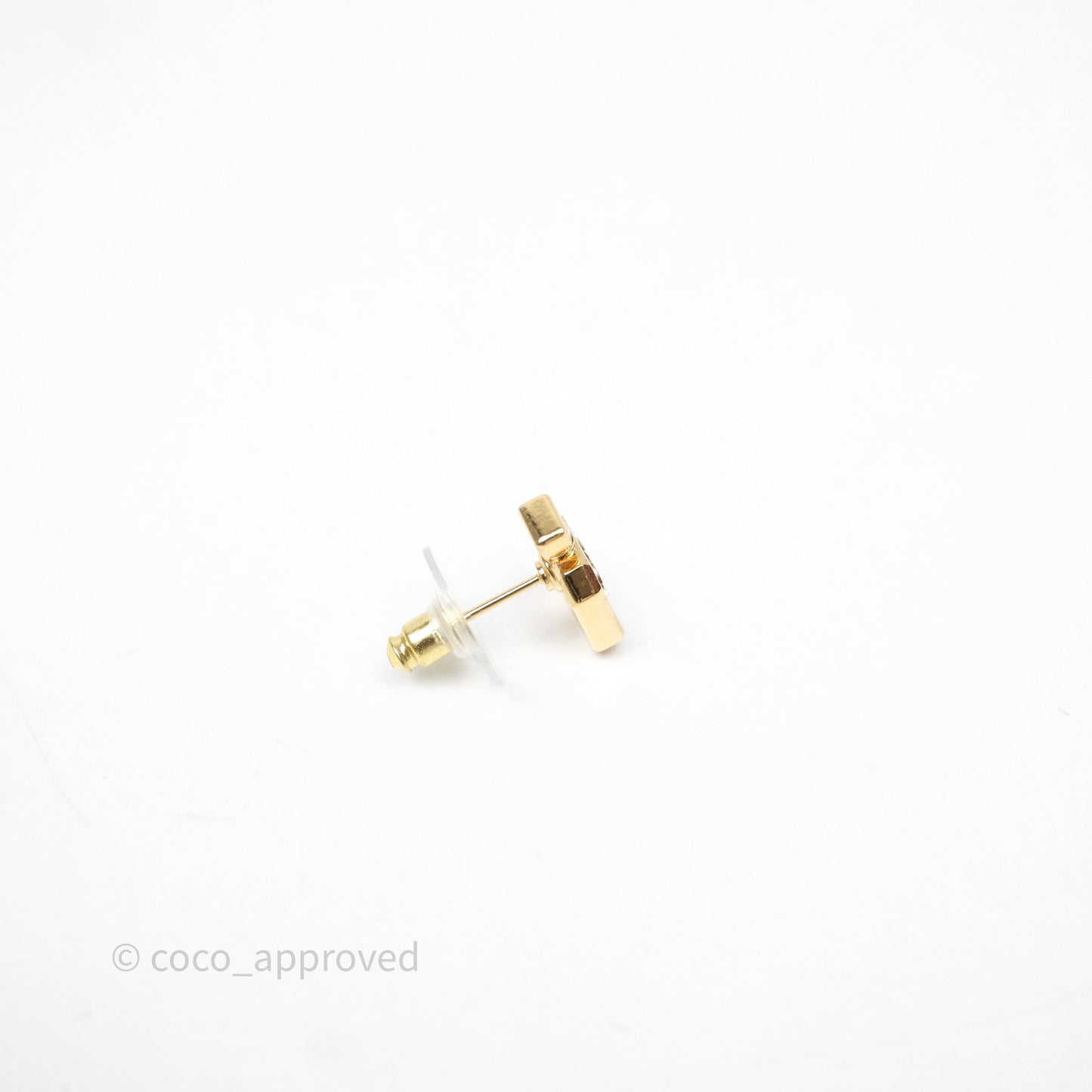 Chanel CC White Perfume Bottle Earrings Gold Tone 25C