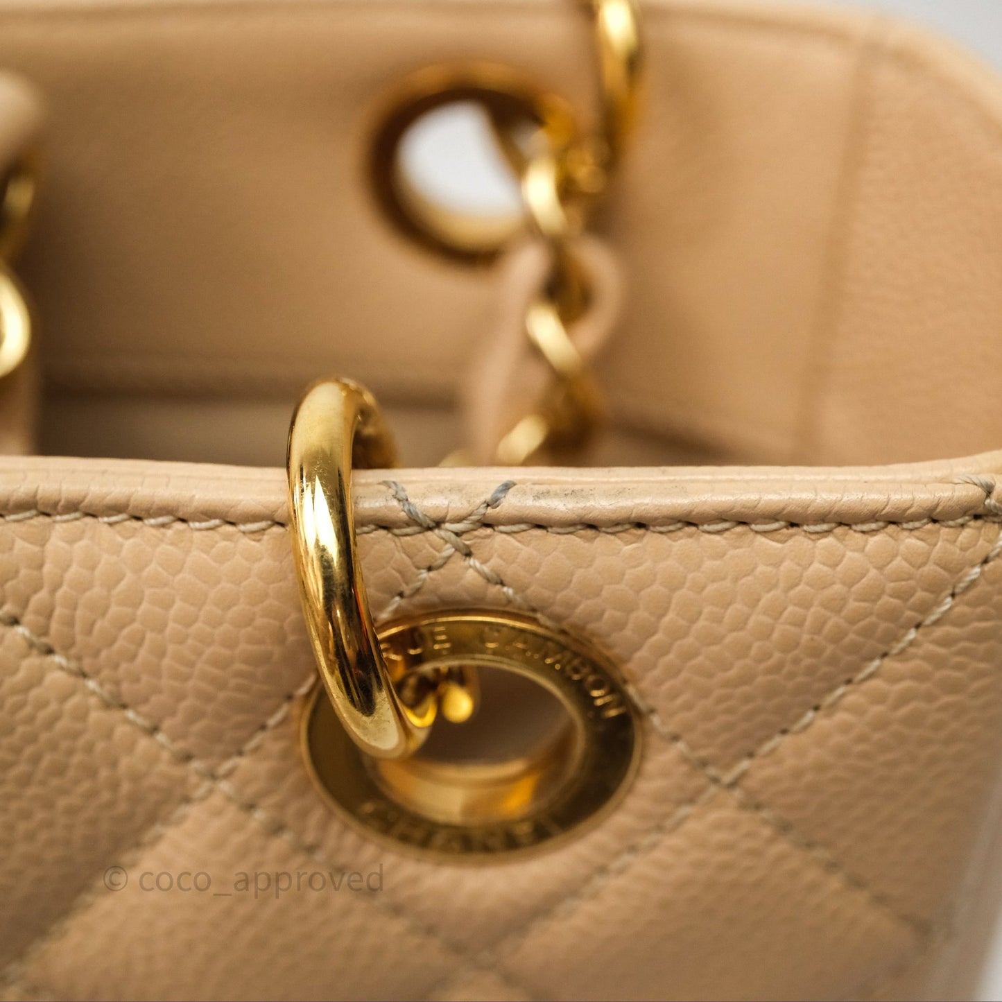 Chanel Vertical GST Beige Caviar Gold Hardware