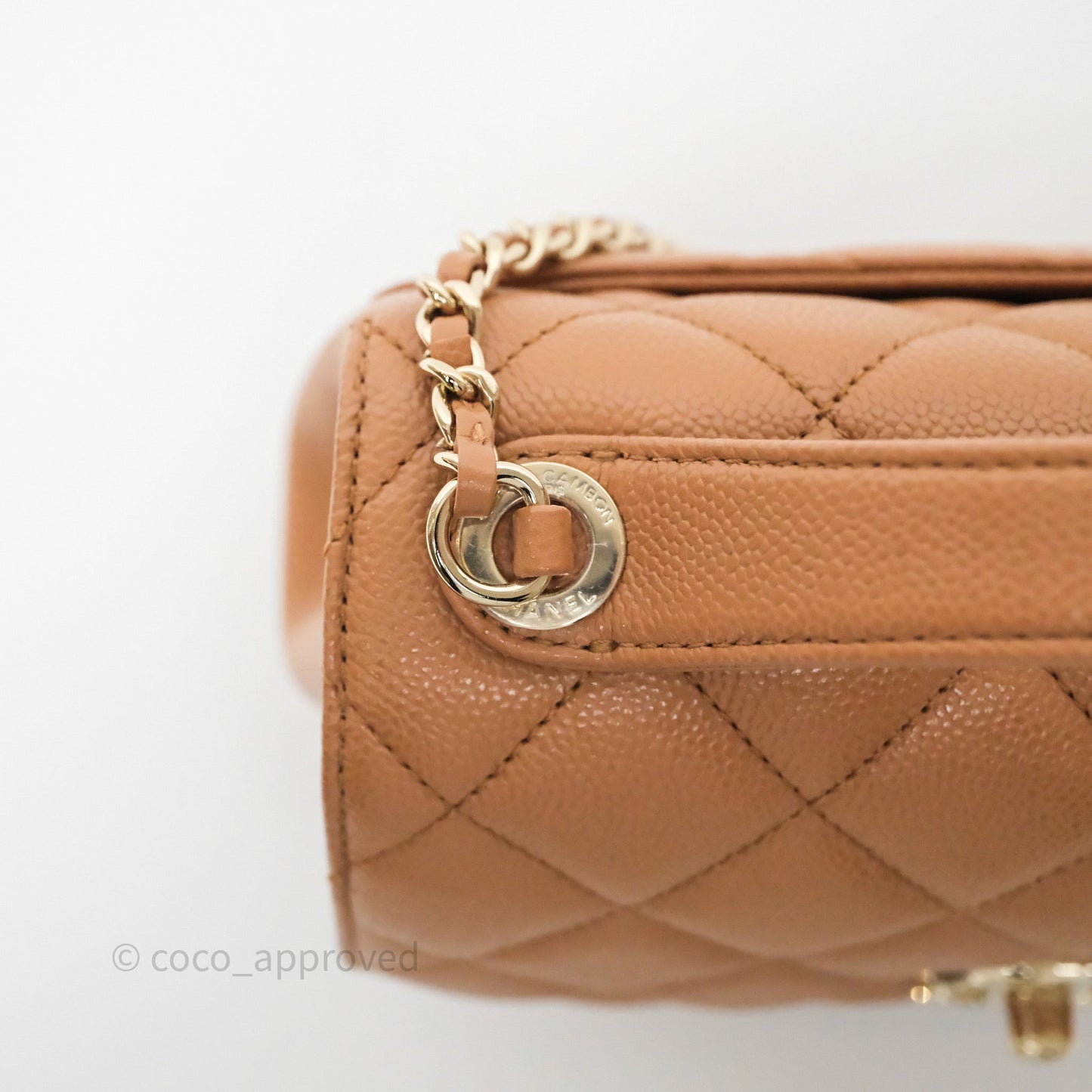 Chanel Quilted Small Business Affinity Flap Caramel Caviar Gold Hardware