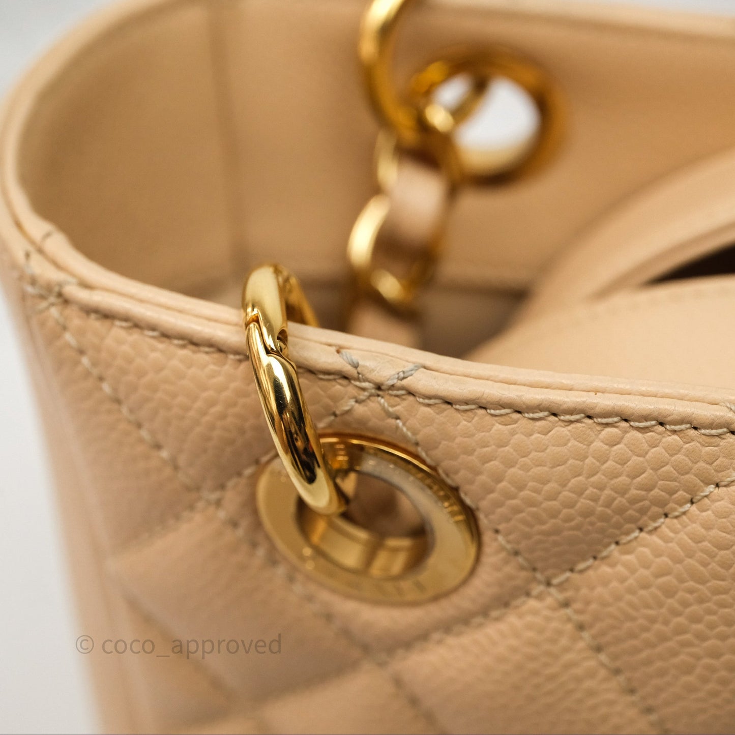 Chanel Vertical GST Beige Caviar Gold Hardware
