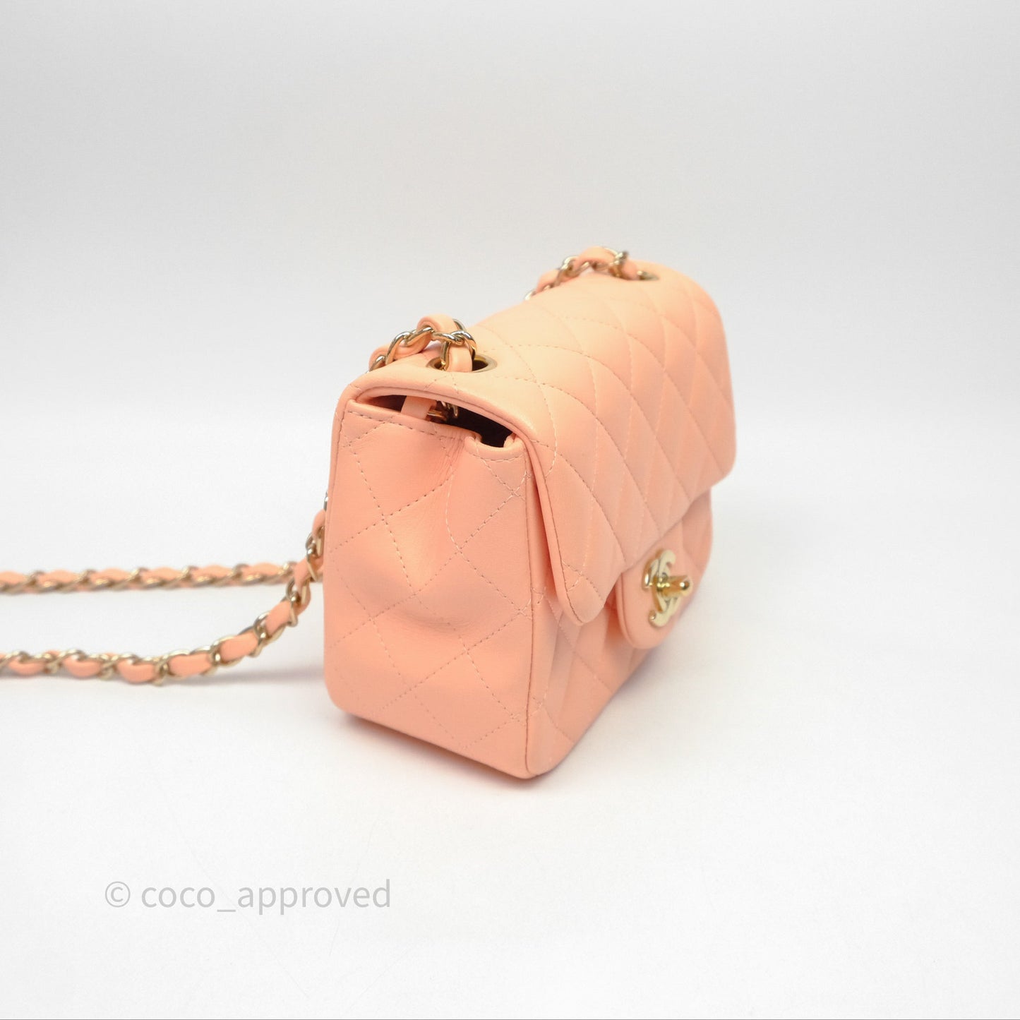 Chanel Mini Square Quilted Orange Claire Lambskin Gold Hardware