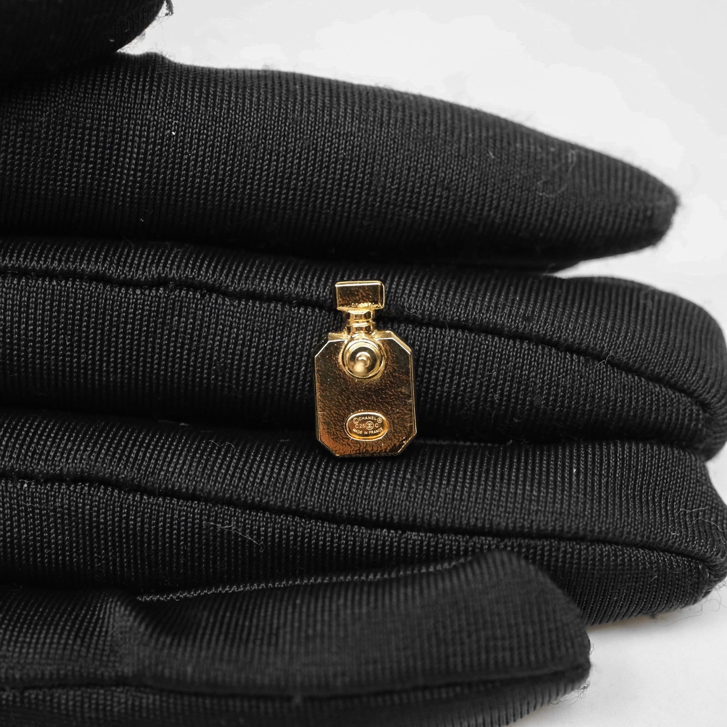 Chanel CC White Perfume Bottle Earrings Gold Tone 25C