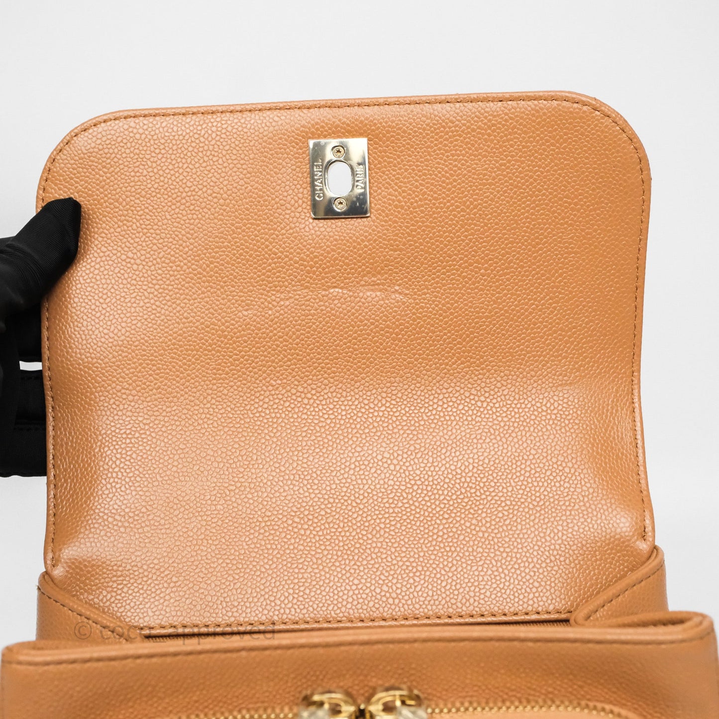 Chanel Quilted Small Business Affinity Flap Caramel Caviar Gold Hardware