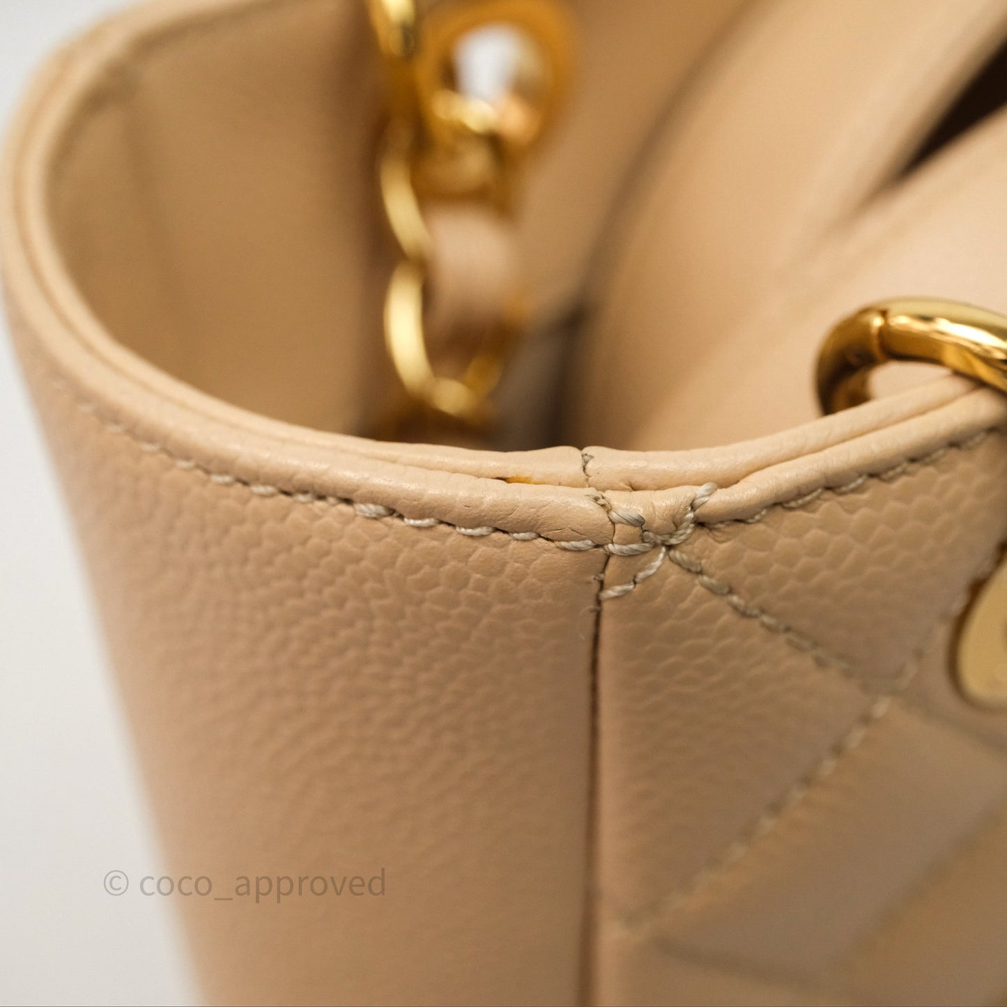 Chanel Vertical GST Beige Caviar Gold Hardware