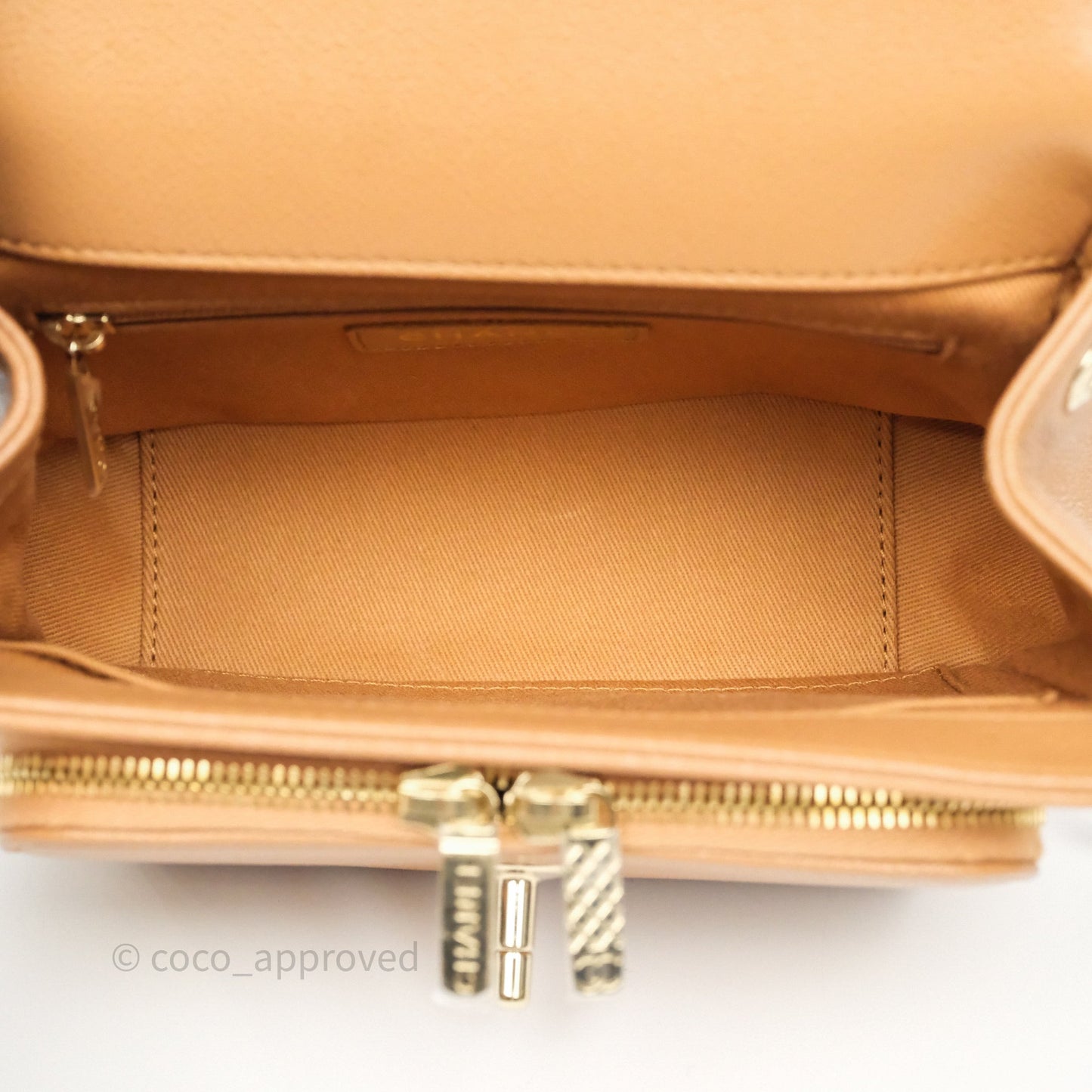 Chanel Quilted Small Business Affinity Flap Caramel Caviar Gold Hardware